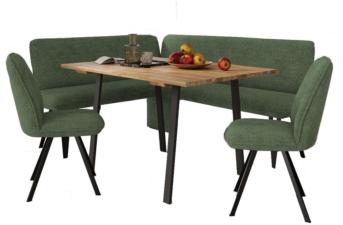 OTTO HOME Eckbankgruppe Mily 4-tlg. Grün/Schwarz mit Eiche Tisch