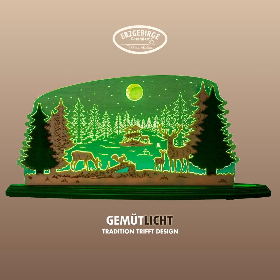 WEIGLA LED Waldidylle Lichterbogen Dekoleuchte Grün/Natur Holz