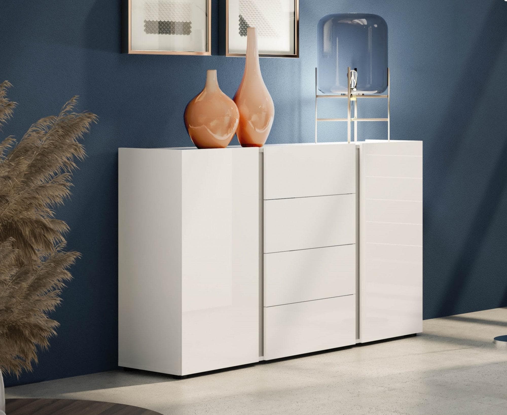 HOME AFFAIRE Sideboard Atrium Weiß Anthrazit Hochglanz