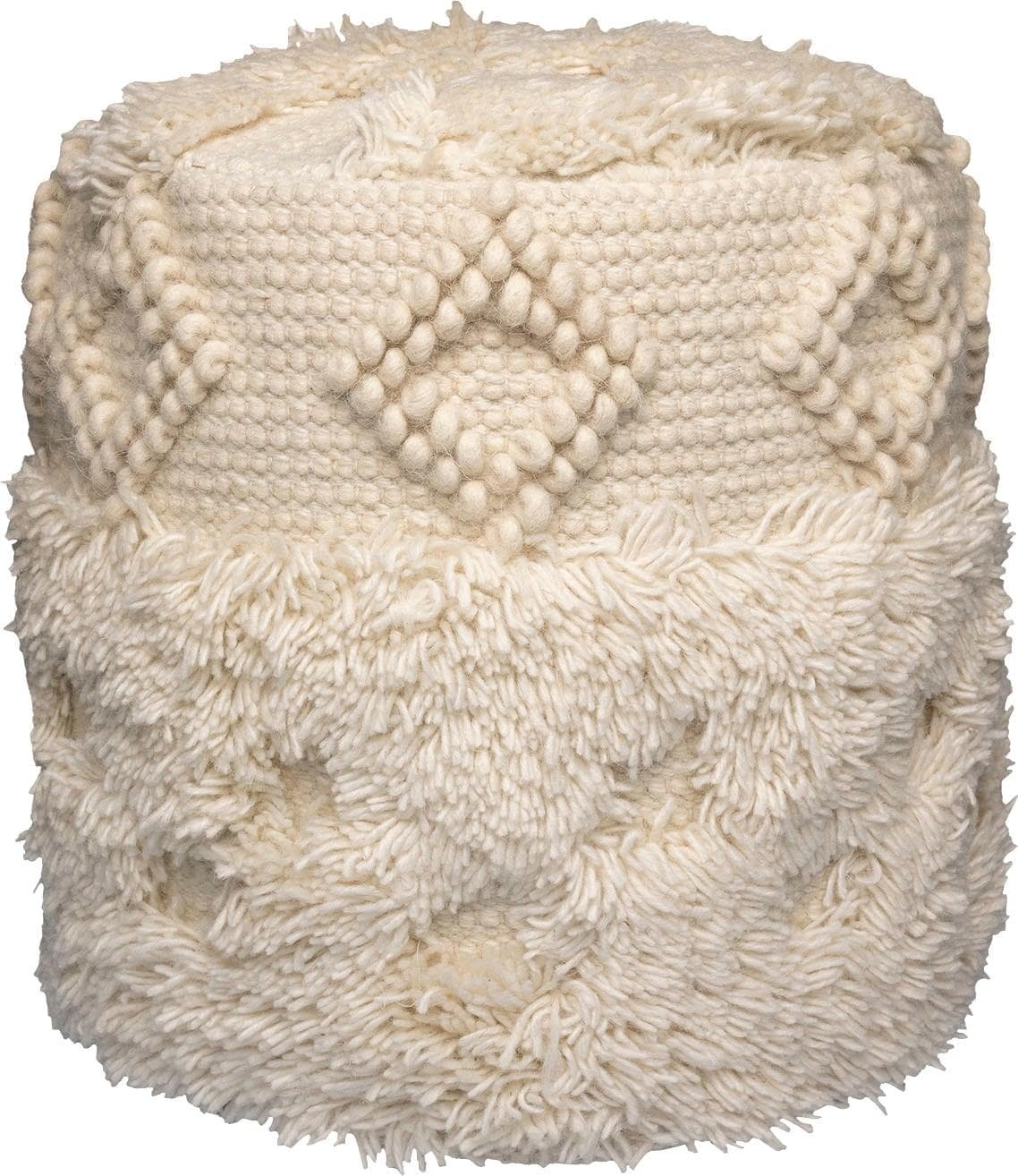 Kayoom Pouf Bohist 125 Beige Handgefertigt mit Fransen