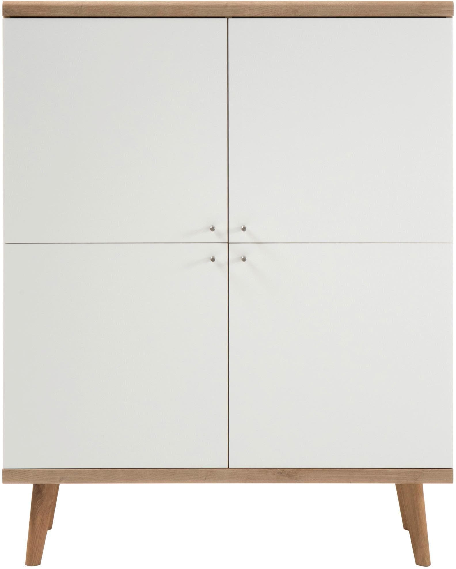 HOME AFFAIRE Highboard Merle Weiß Eiche 4 Türen FSC