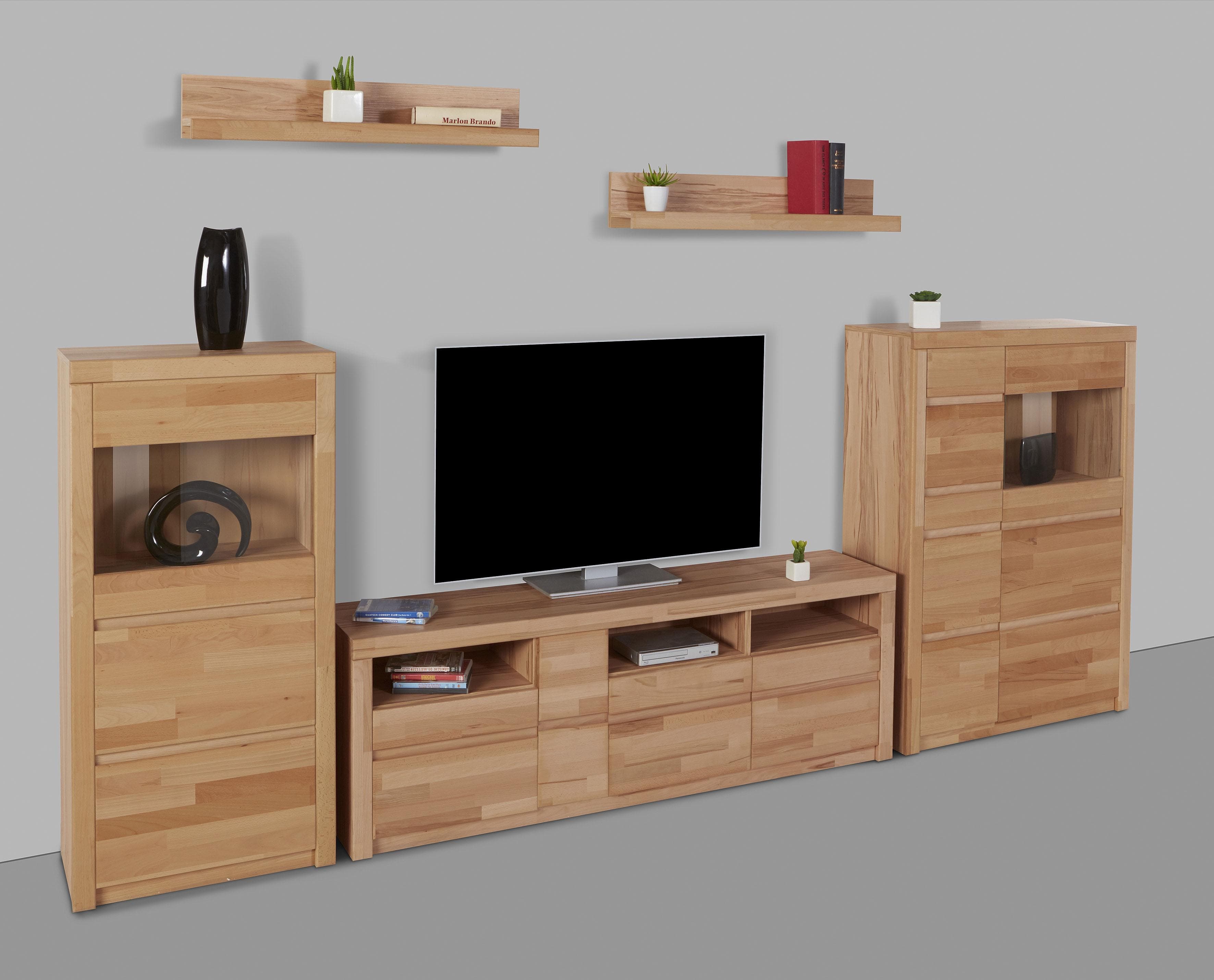 OTTO HOME Wohnwand Silkeborg Beige Teilmassiv Grifflos