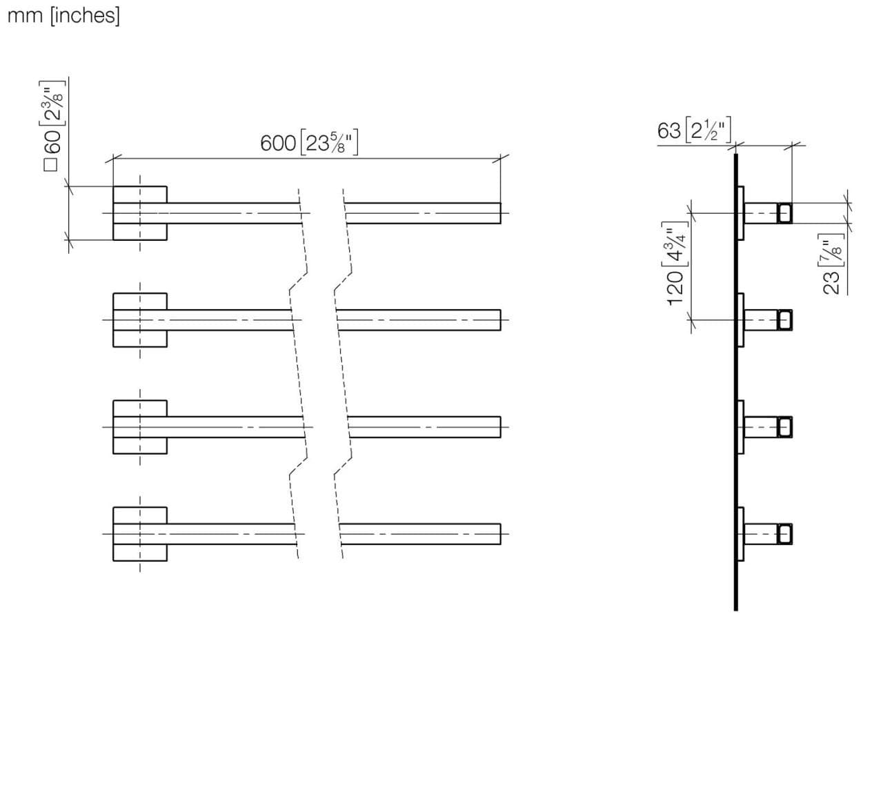 Dornbracht Handtuchwärmer 4-fach Schwarz matt