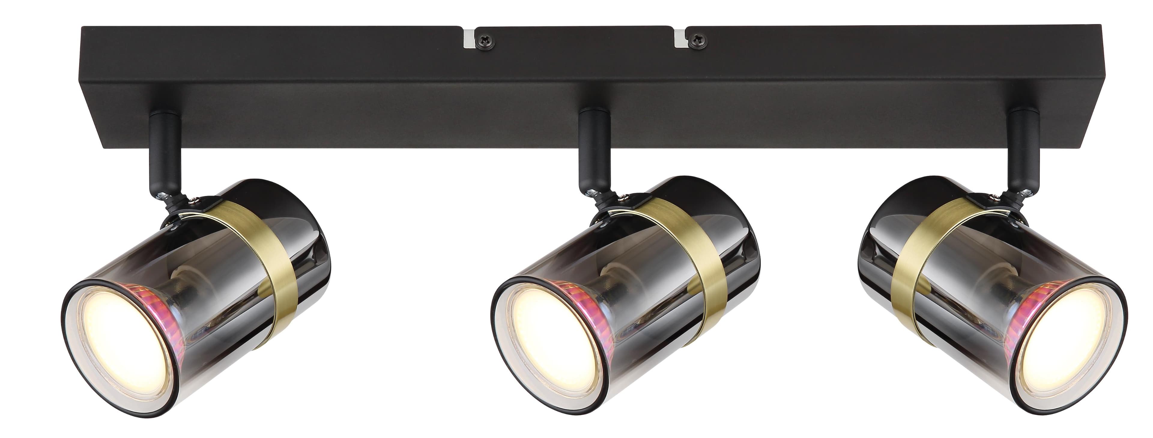 GLOBO LIGHTING Deckenstrahler TRABBY Schwarz Glas Rauchfarben Messing