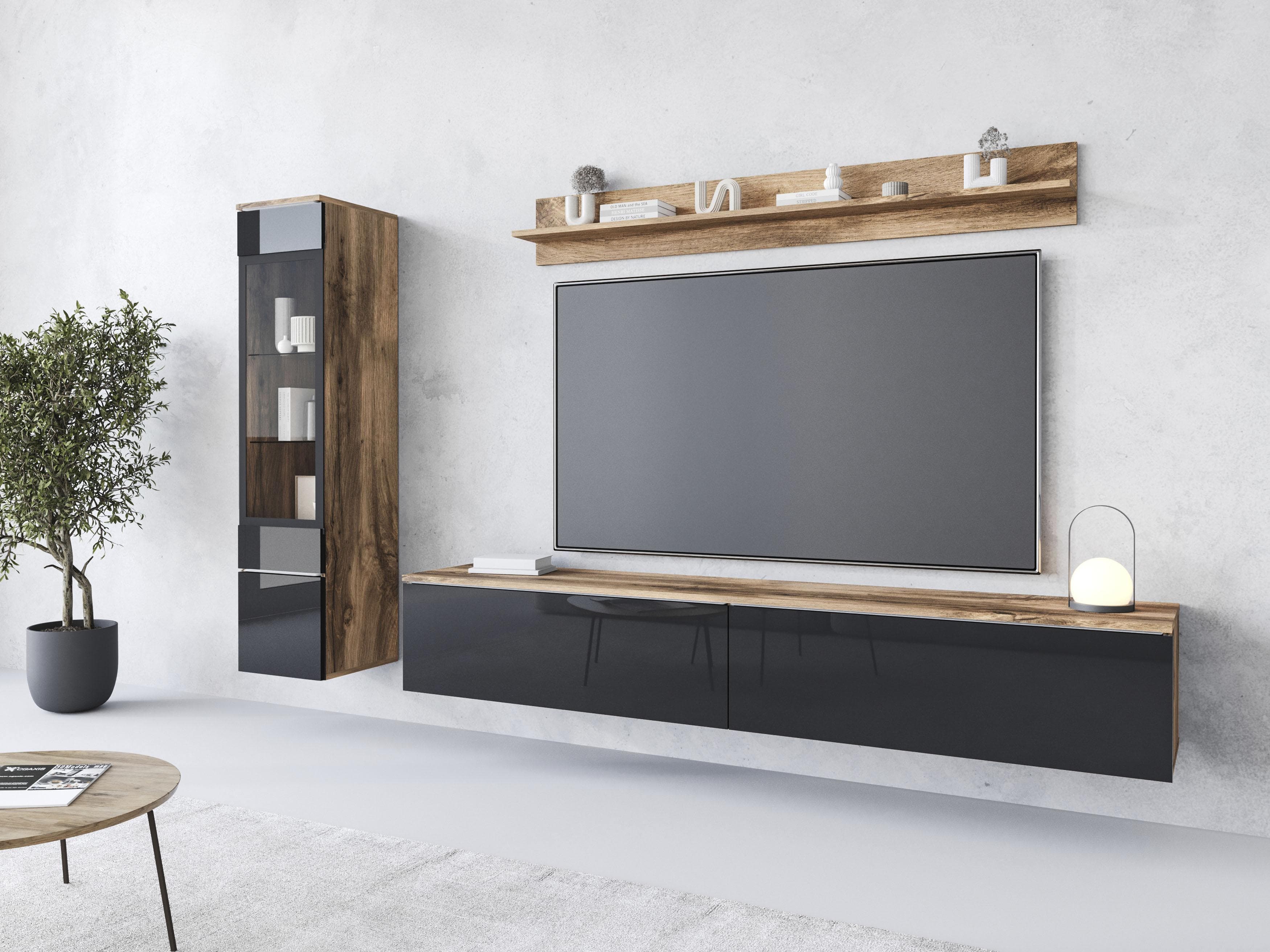 Home Affaire Wohnwand Vera I Beige/Schwarz Hochglanz