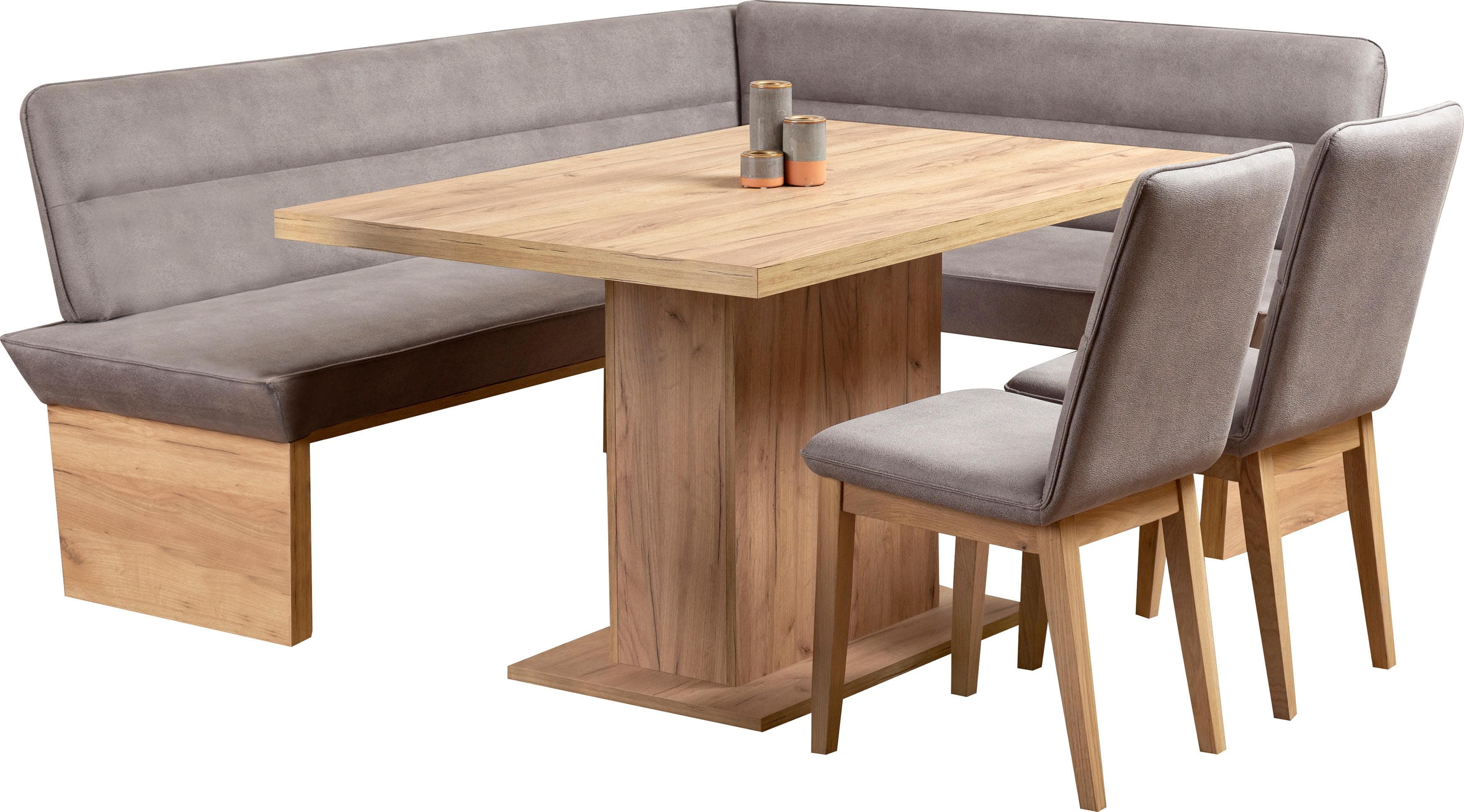 Bequeme gepolsterte Eckbankgruppe mit Tisch und Stühlen (4-tlg.)