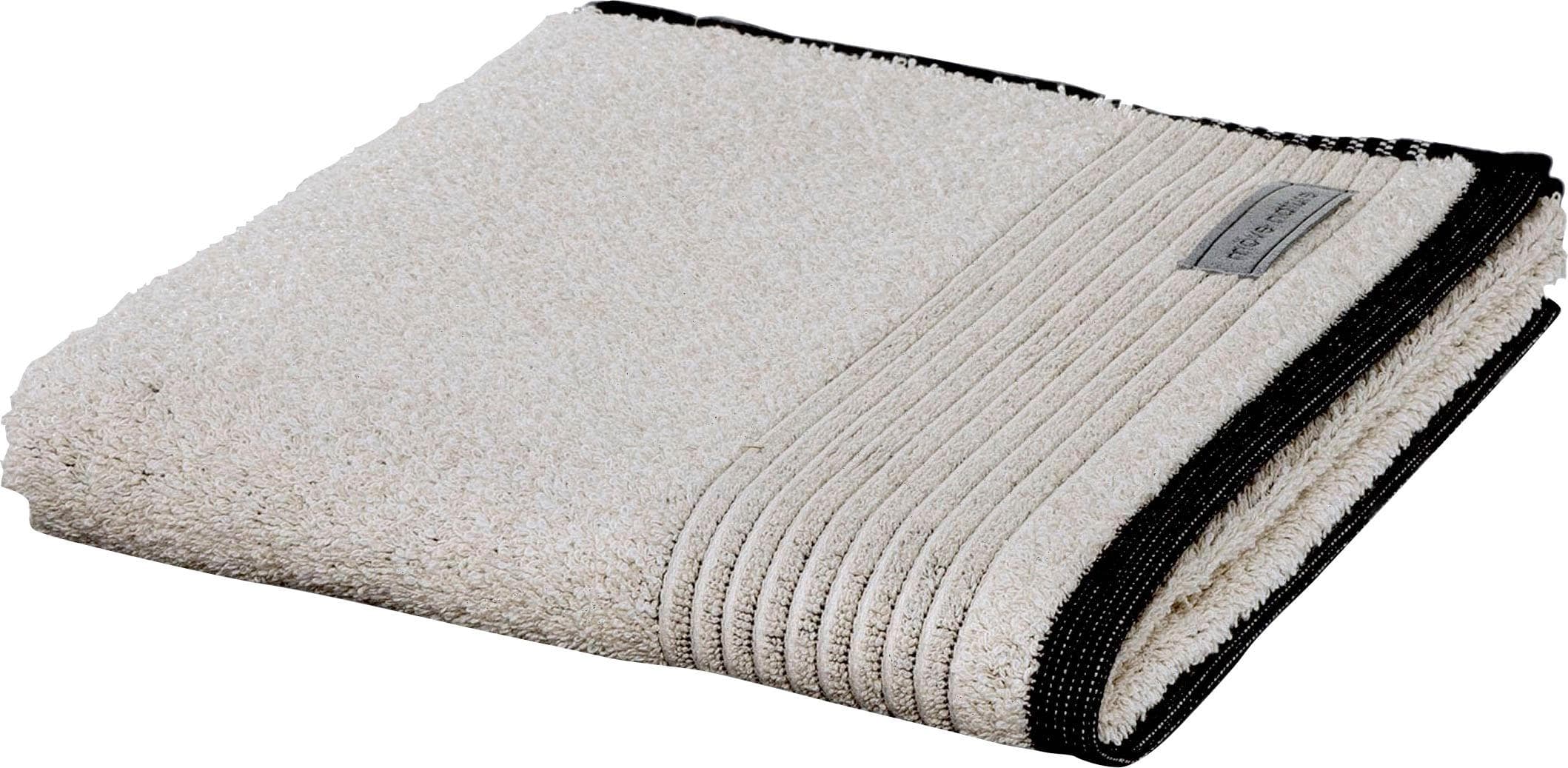 Möve Saunatuch Eden Biesenbordüre Walkfrottier Beige/Schwarz