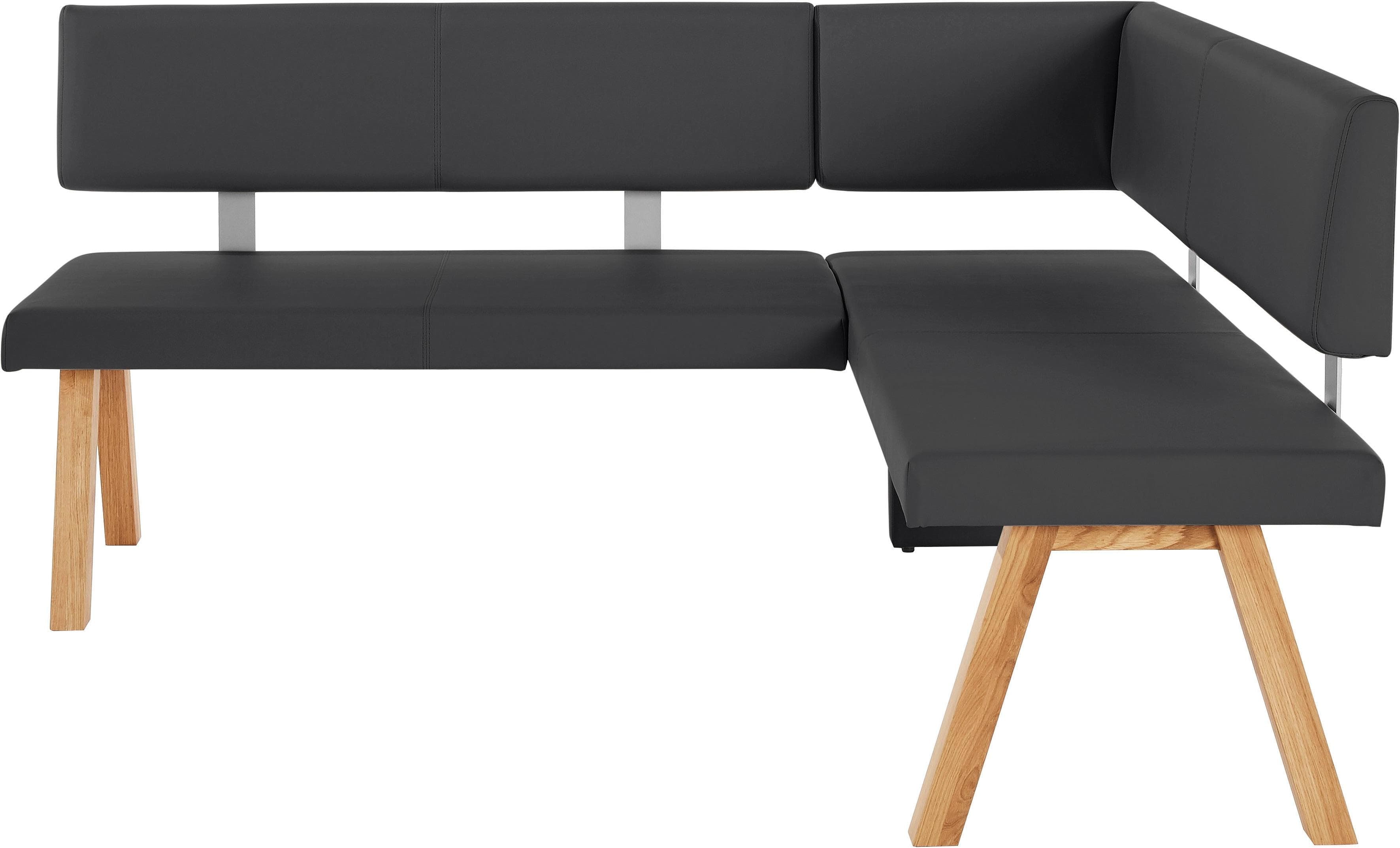 OTTO HOME Eckbank Rio Schwarz Kunstleder Massivholz Eiche