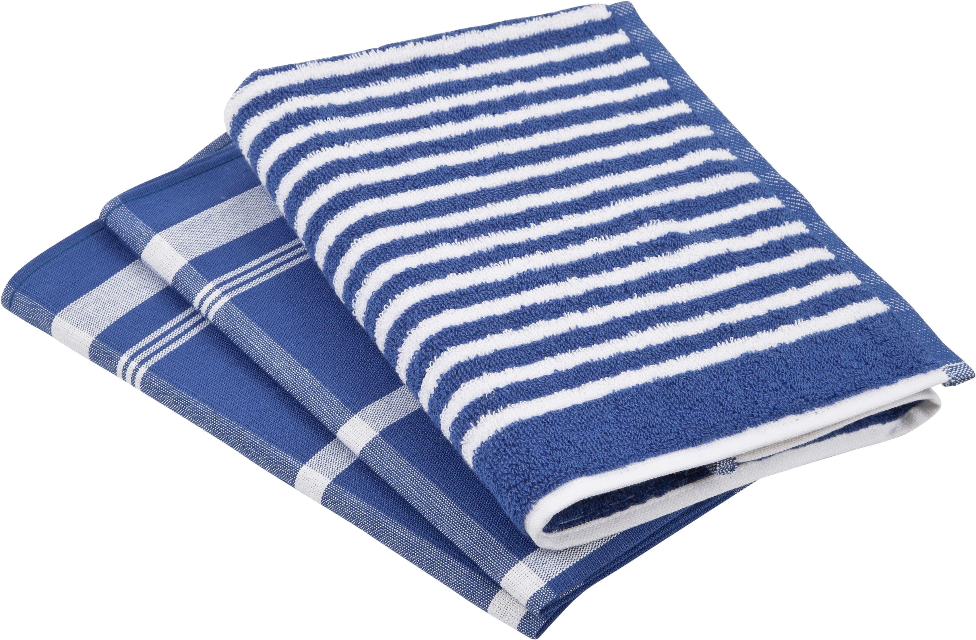 ROSS Geschirrtuch Exclusiv Set Blau 3-tlg. Baumwolle & Leinen
