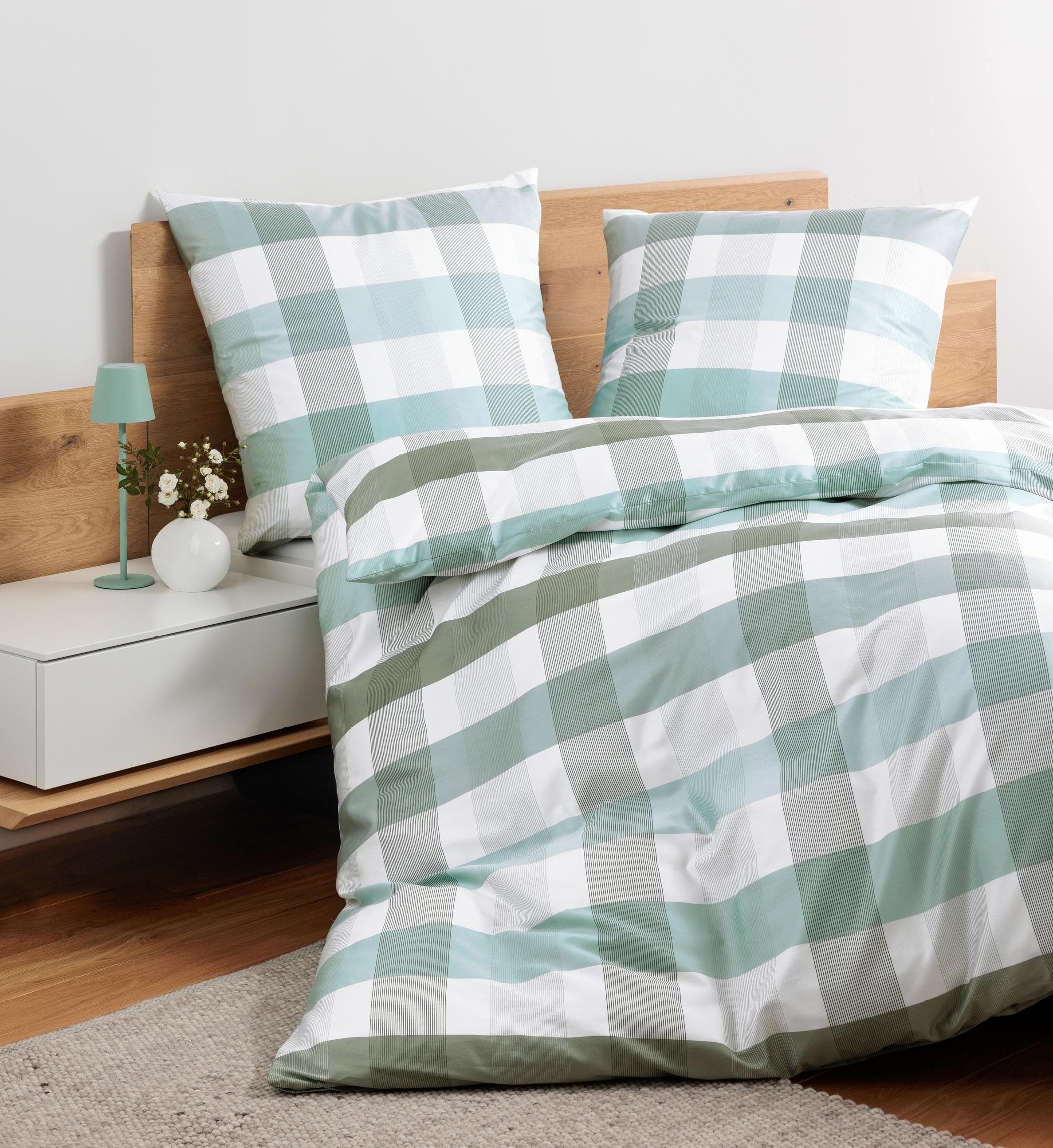 Bettwäsche Janine Moments 98130 06 Salbei Mint Mako-Satin