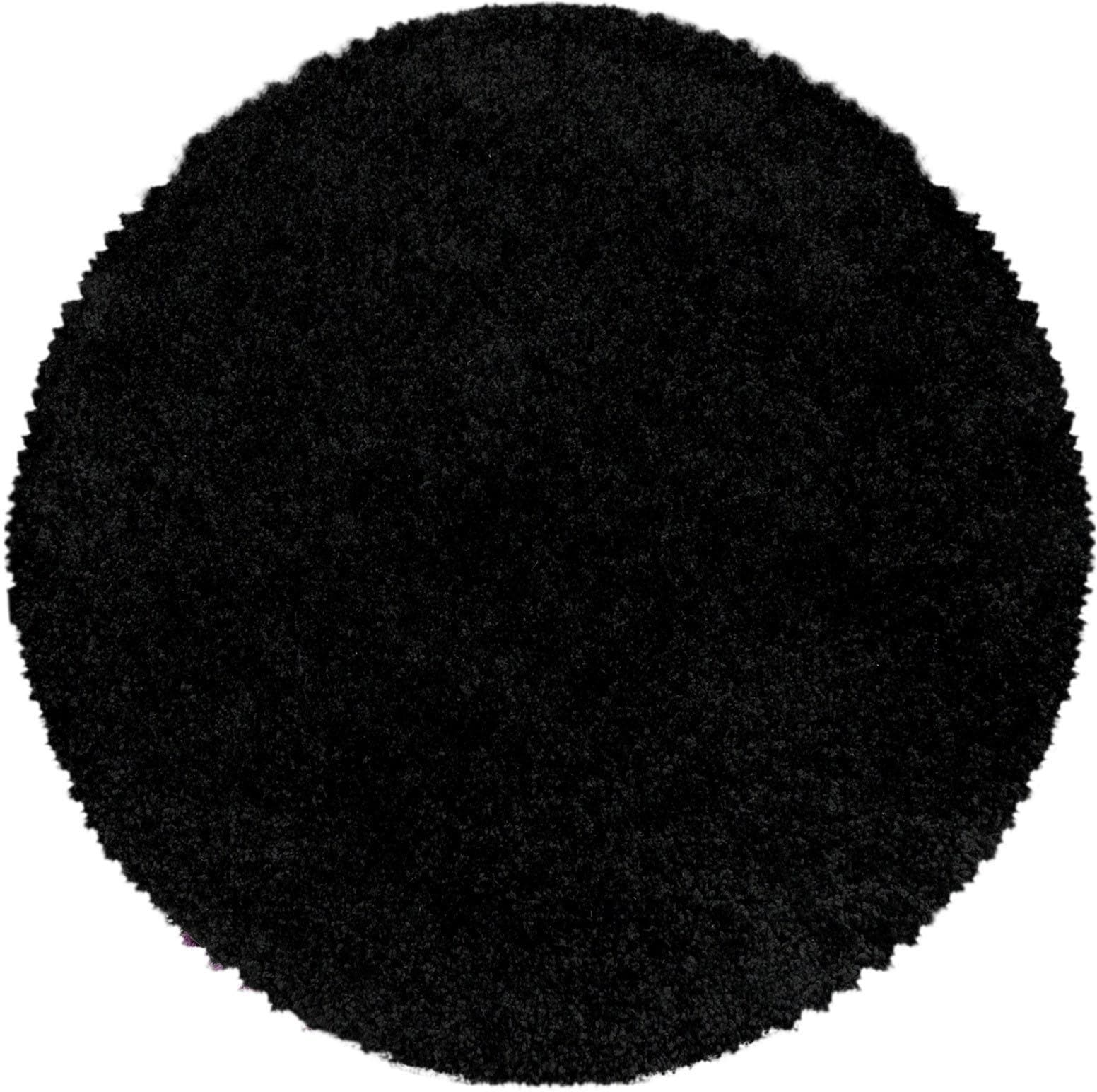 AYYILDIZ TEPPICHE Sydney Hochflor-Teppich Schwarz Rund