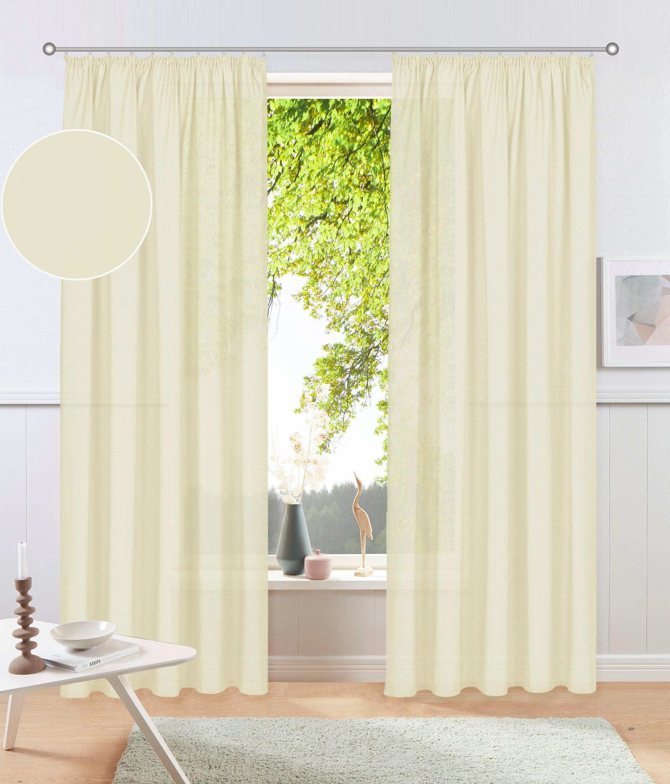 OTTO HOME Vorhang Raja 2er-Set Beige Kräuselband Blickdicht