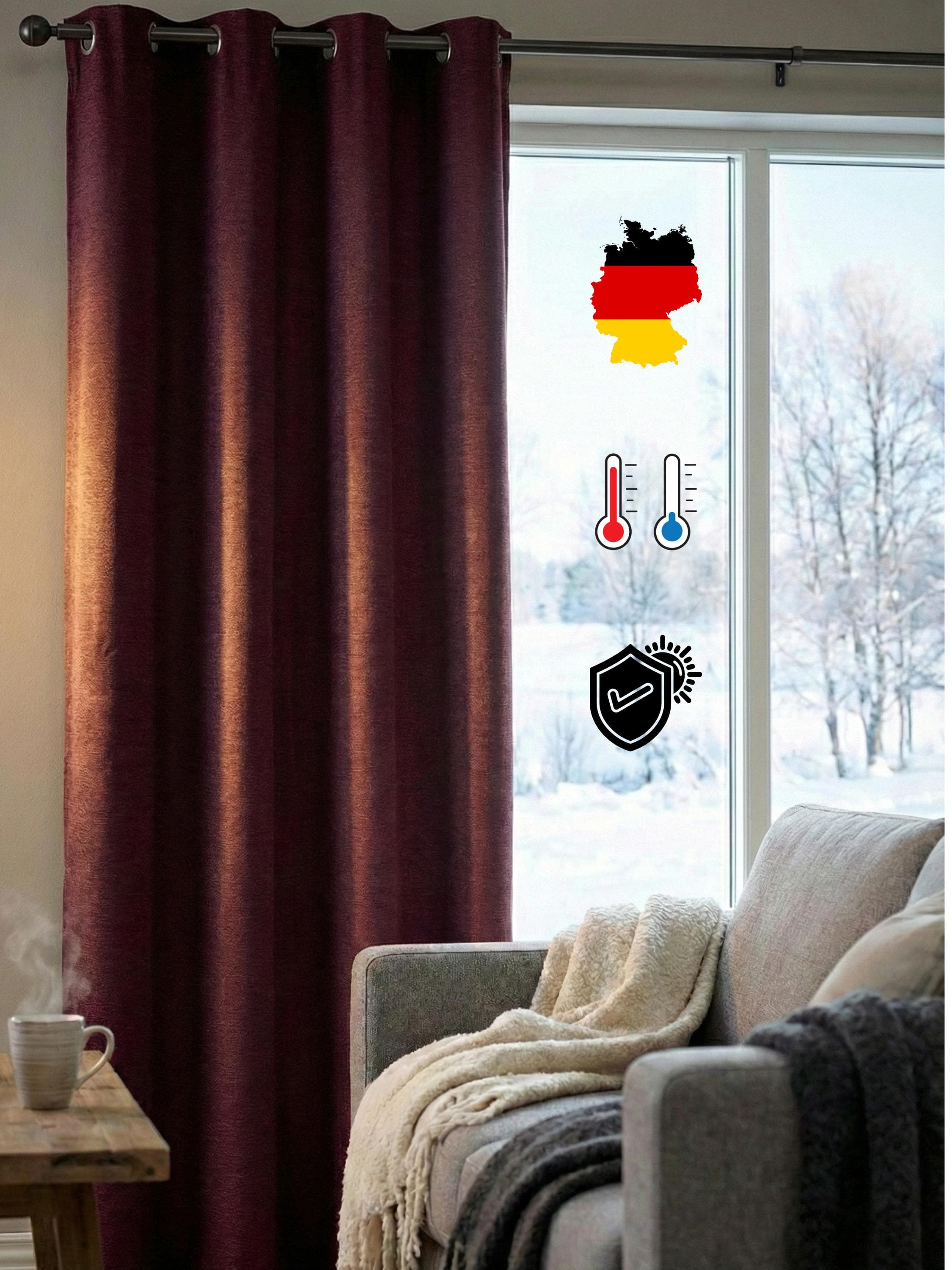 WIRTH Thermovorhang Trondheim 328 g/m² Blickdicht Polyacryl Violett