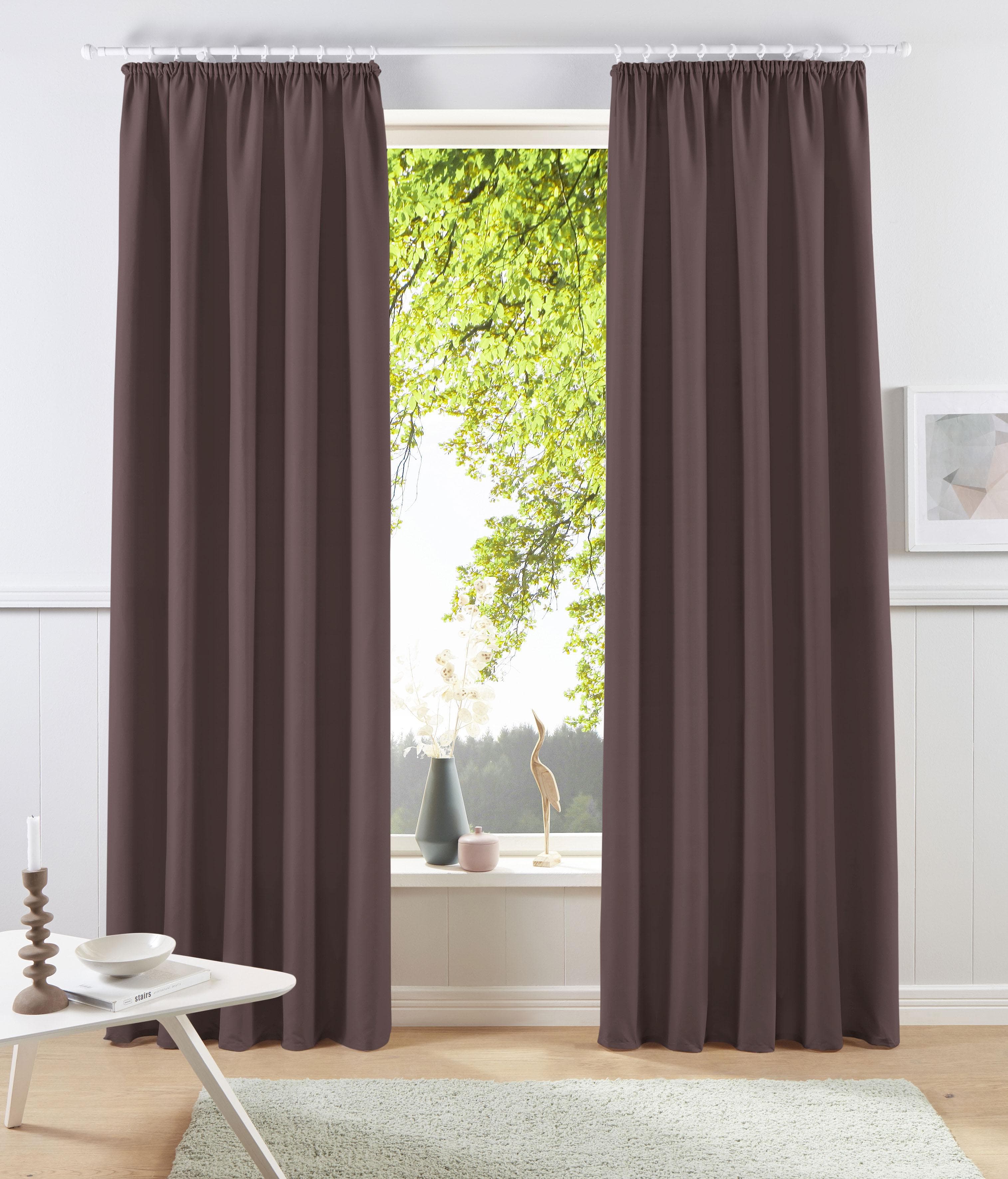 OTTO HOME Vorhang Raja 2er-Set Braun Kräuselband Modern