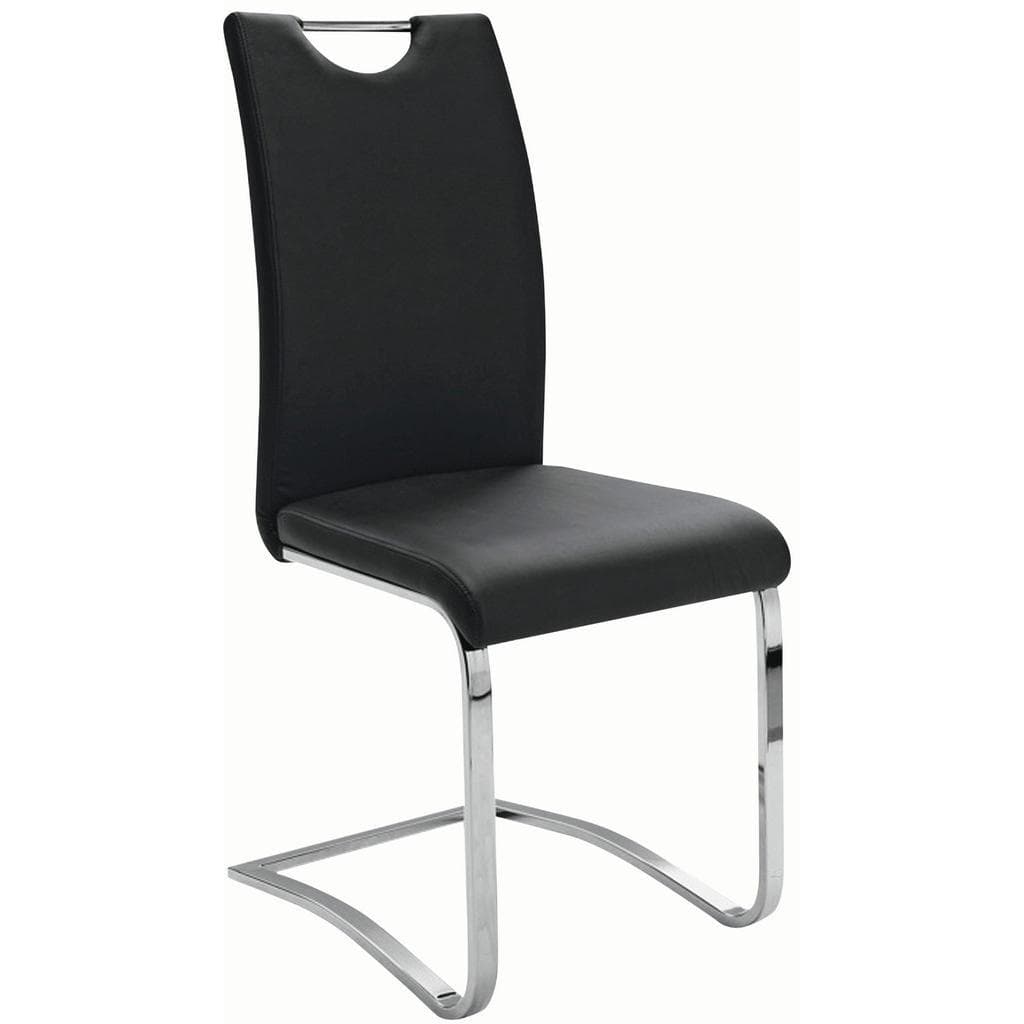 Carryhome Schwingstuhl Schwarz Textil Flachrohr Lederauswahl mit Griff Esszimmerstuhl