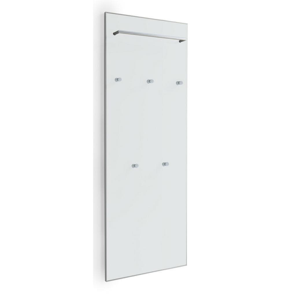 Garderobenpaneel Santina Weiß mit 5 Haken und Glasfront