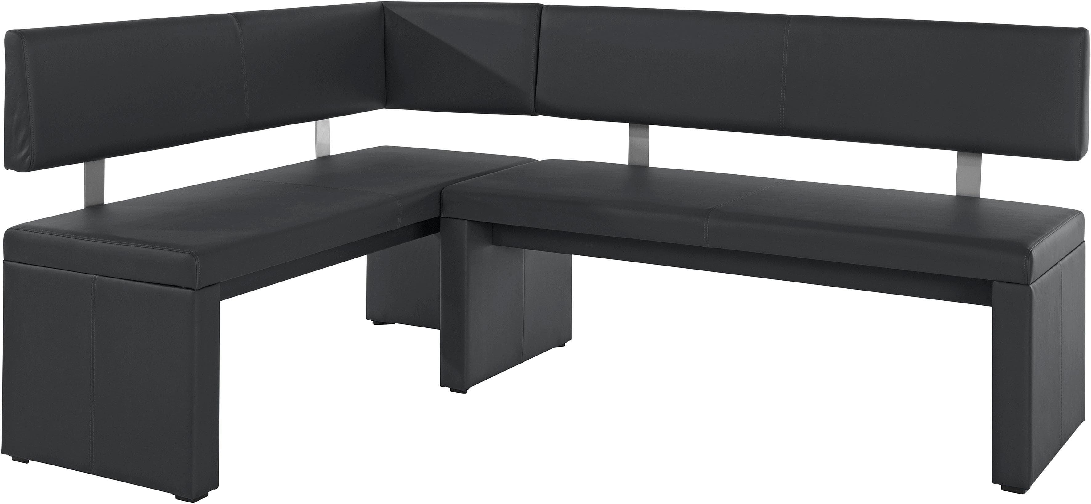 OTTO HOME Eckbank Charissa Schwarz Kunstleder Massivholz