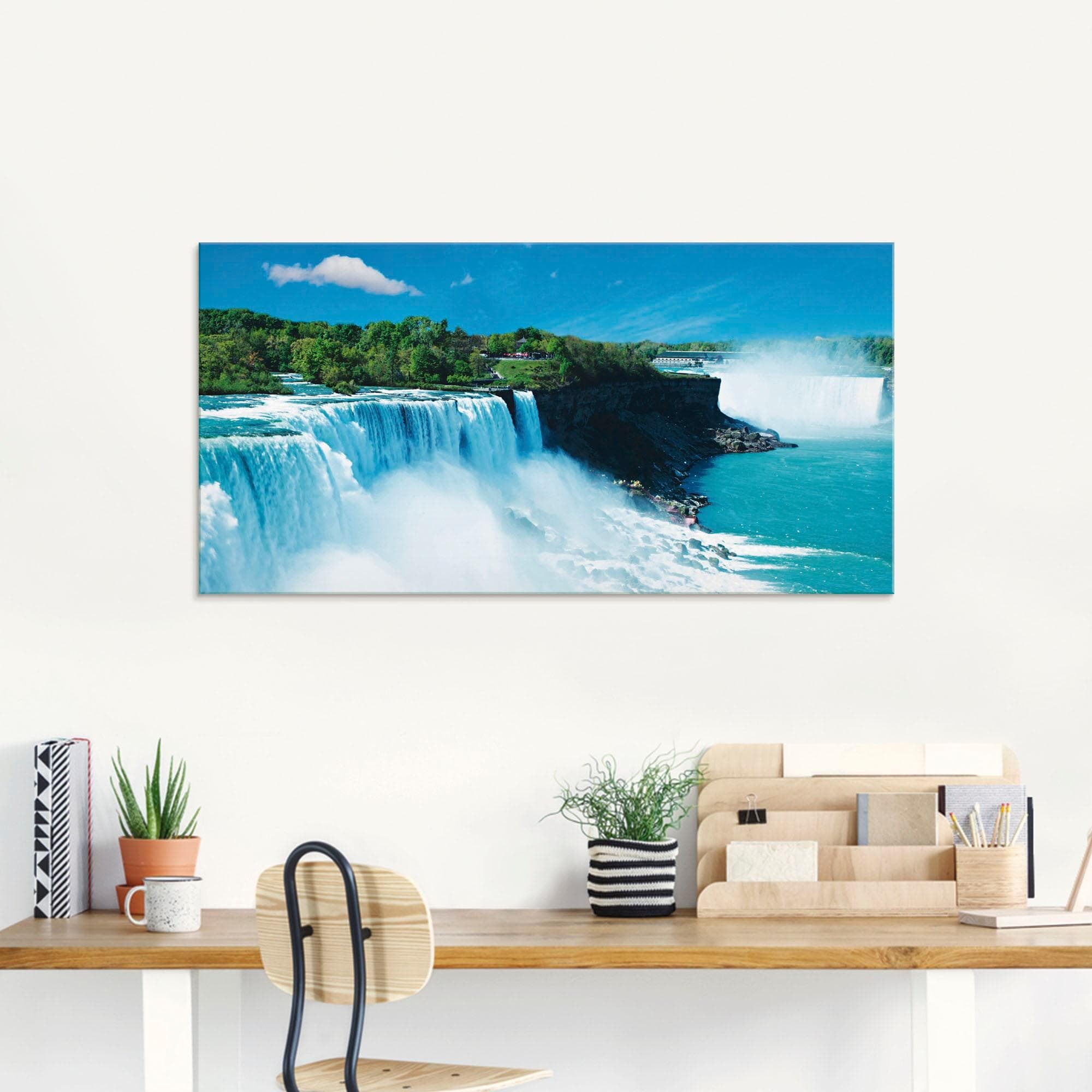 Artland Glasbild Niagara Blau