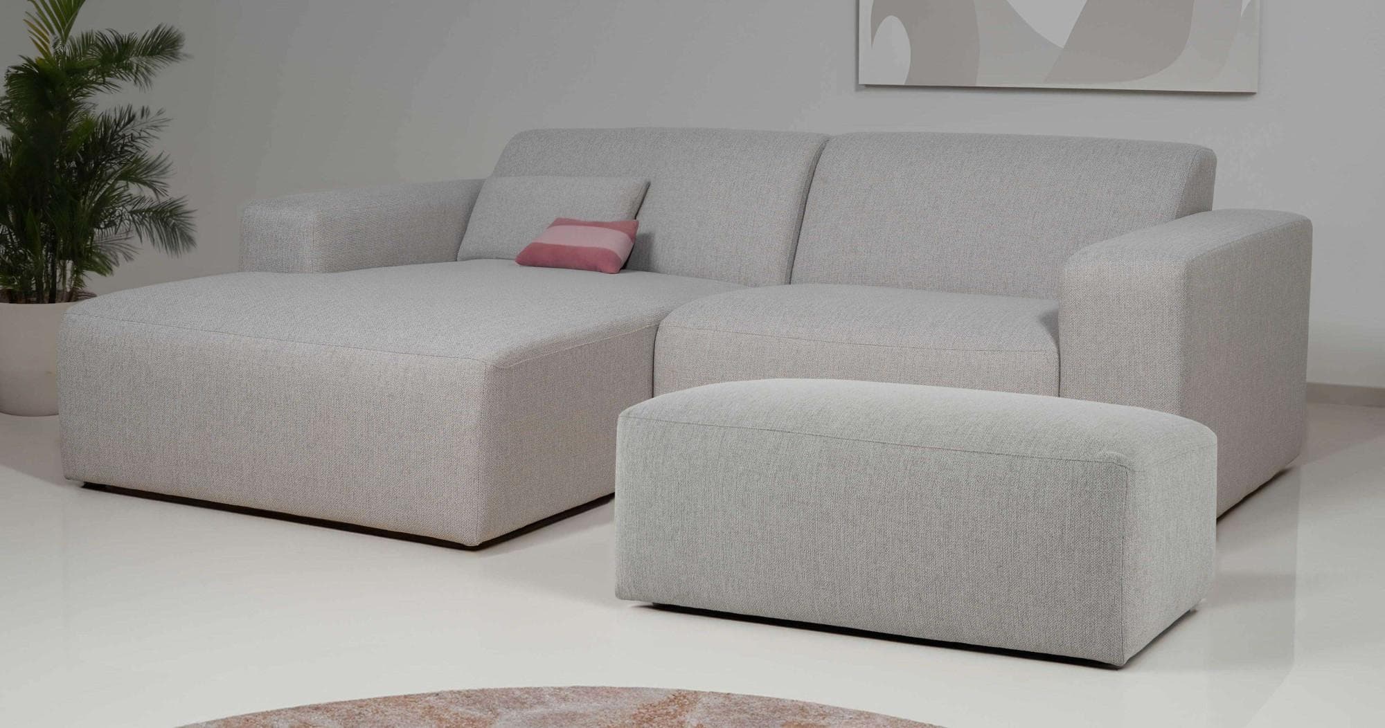 INOSIGN Ecksofa Koa L-Form Beige Webstoff mit Recamiere