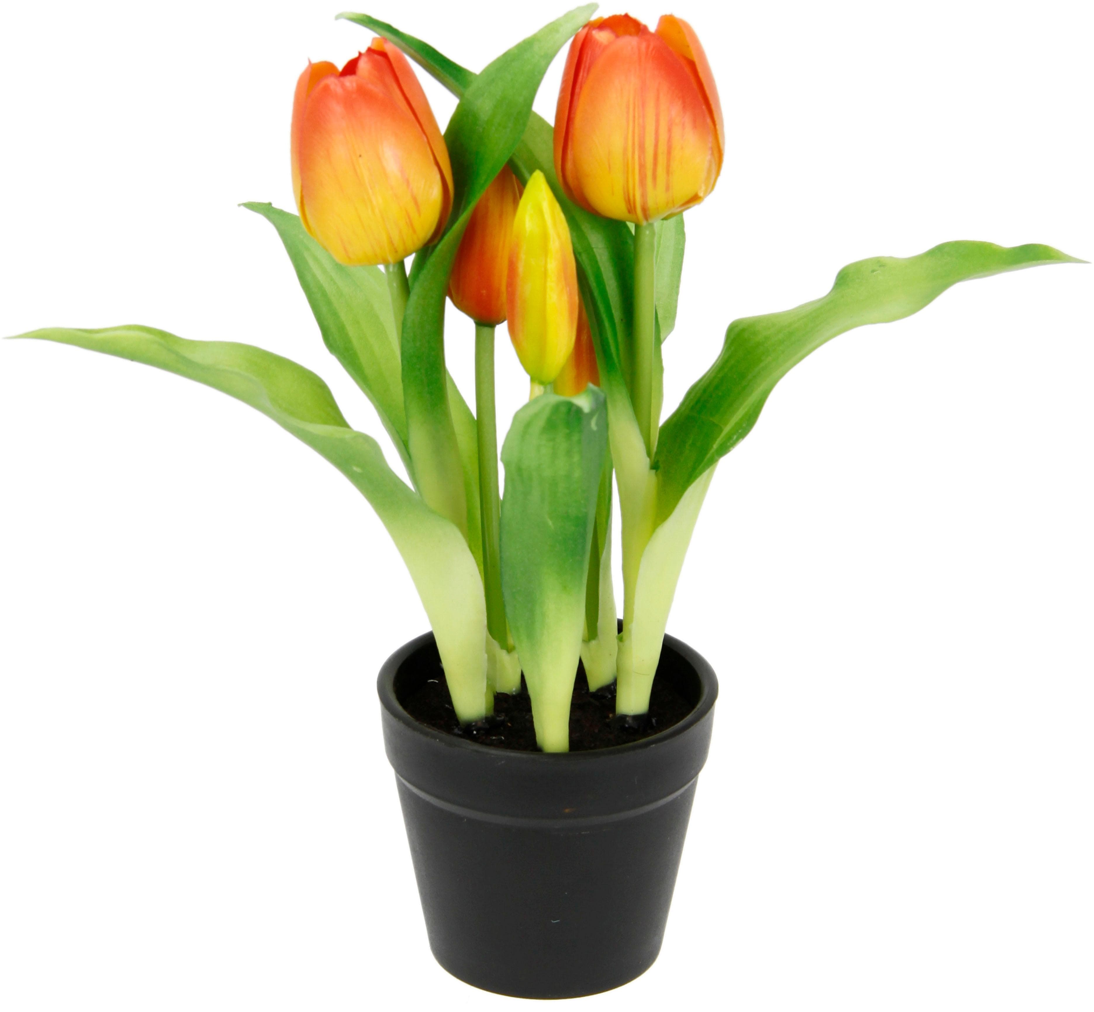 I.GE.A. Kunstblume Tulpen Orange Real-Touch Polyester