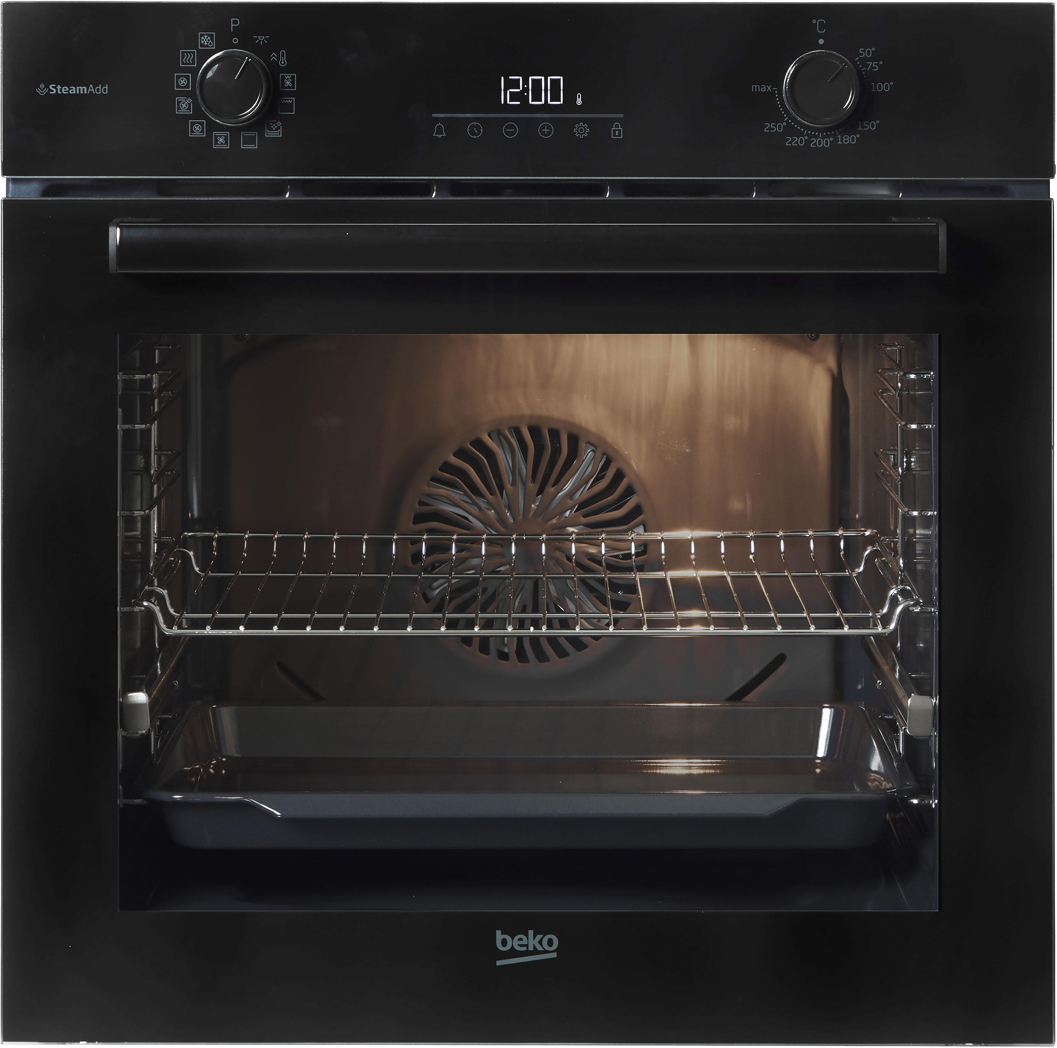 BEKO Einbaubackofen BBIS17300BCS Dampfgarfunktion 72 Liter Schwarz