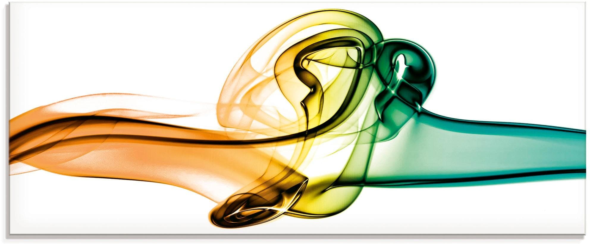 Glasbild ARTLAND Aufeinanderprallen von Blau und Grün Gelb Grün