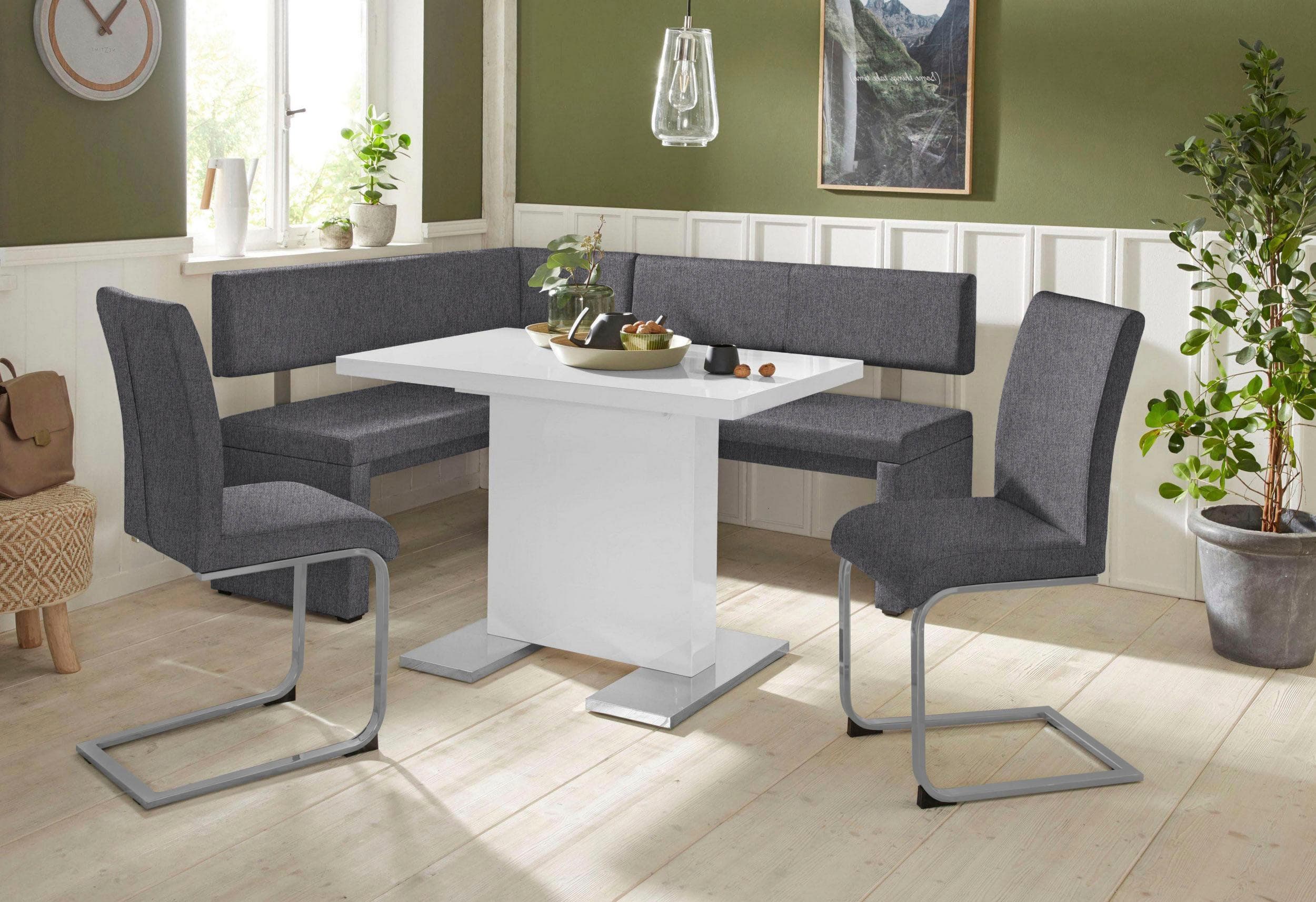OTTO HOME Eckbank Charissa Dunkelgrau Massivholz