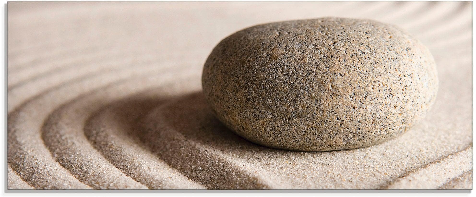 ARTLAND Glasbild Zen Stein Beige