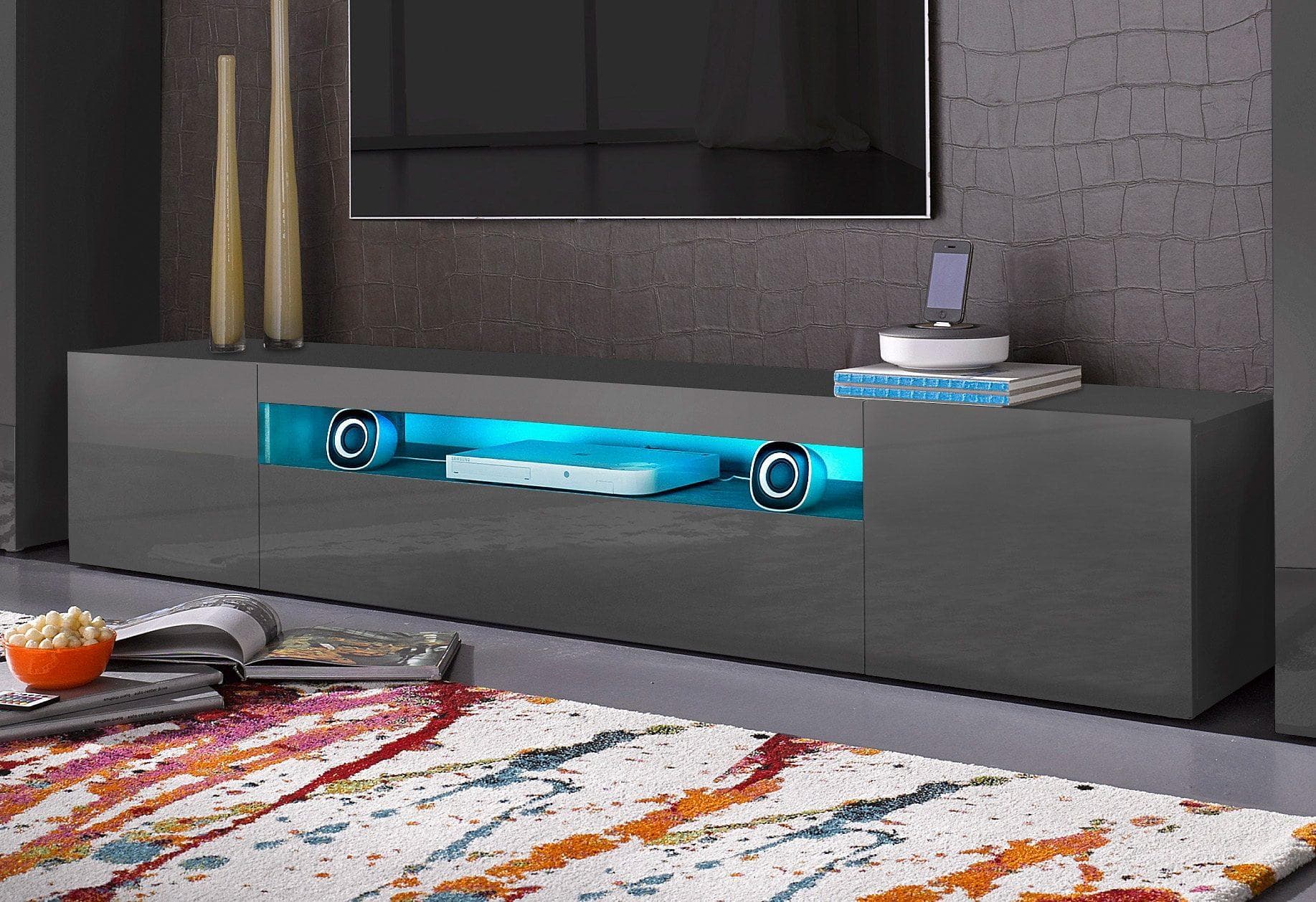 Home Affaire Lowboard Egypt Anthrazit Hochglanz 200 cm