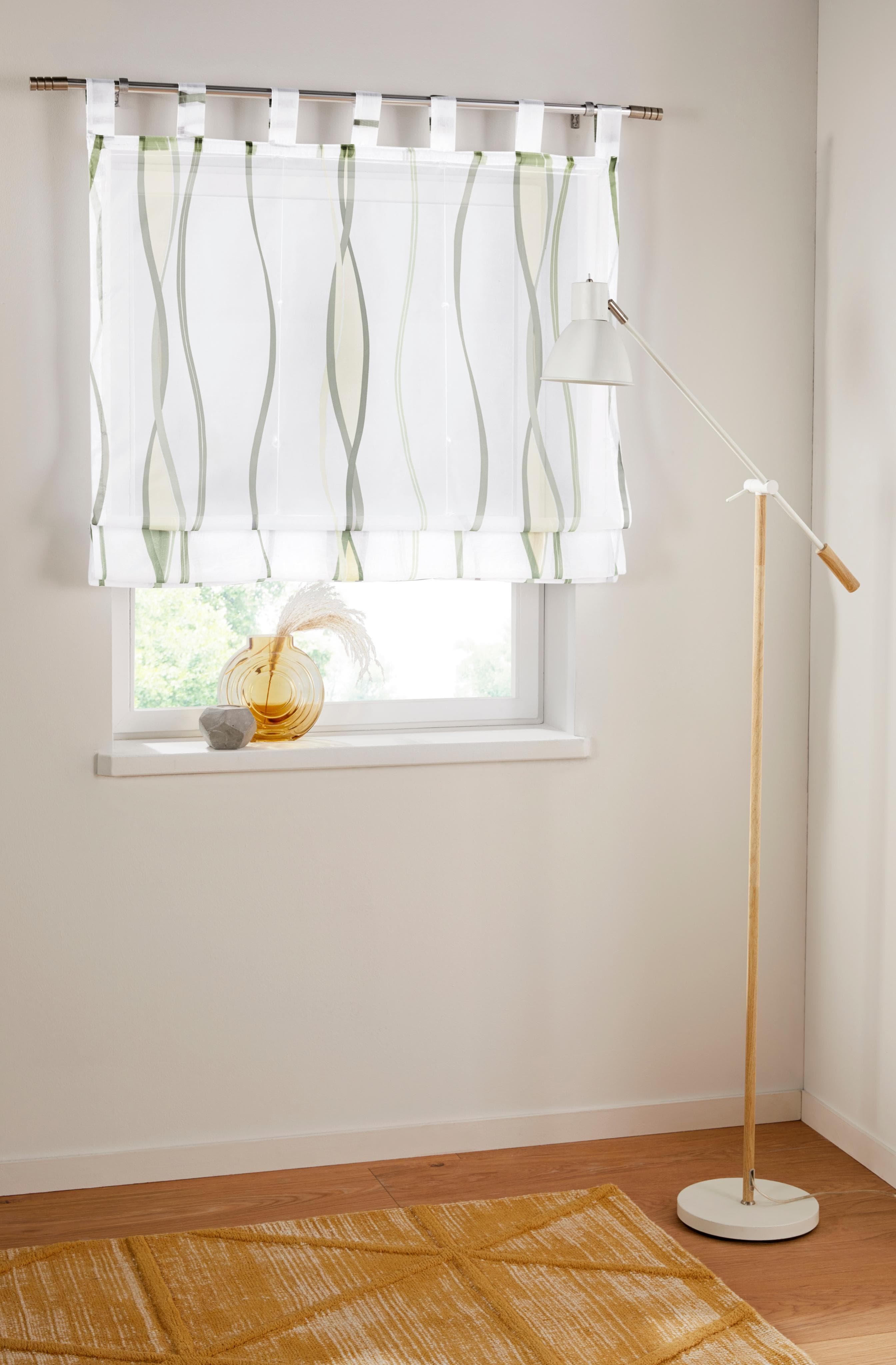 Raffrollo MY HOME Dimona Creme/Grün 100x140cm Voile