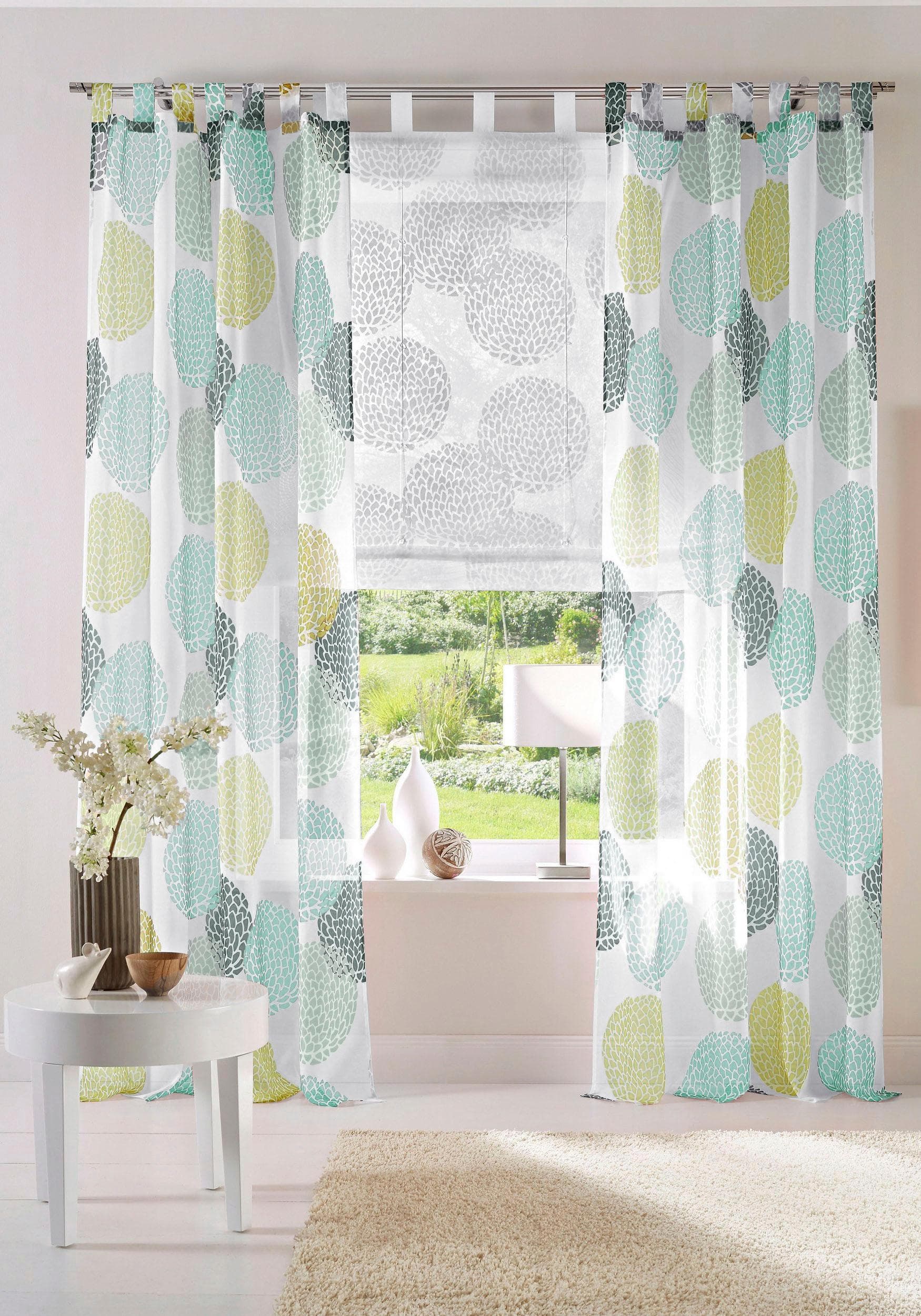 Gardine MY HOME Belem Grün Kreismotiv