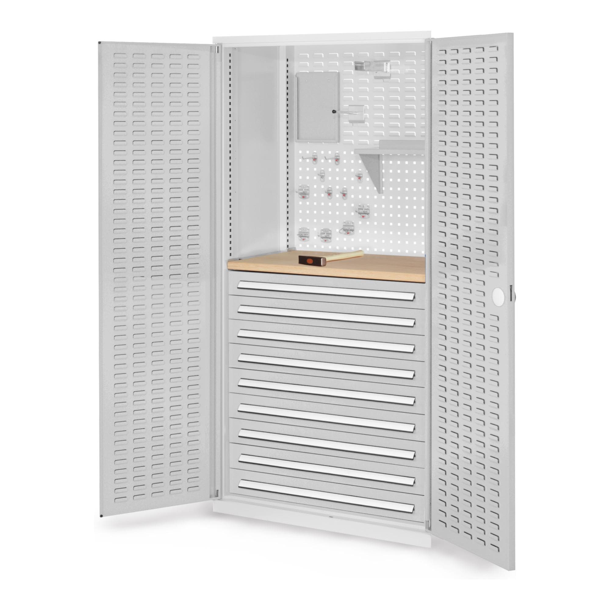 Kappes Schubladenschrank RasterPlan RAL 7035 Mod. 27 Tür innen Schlitzplatten