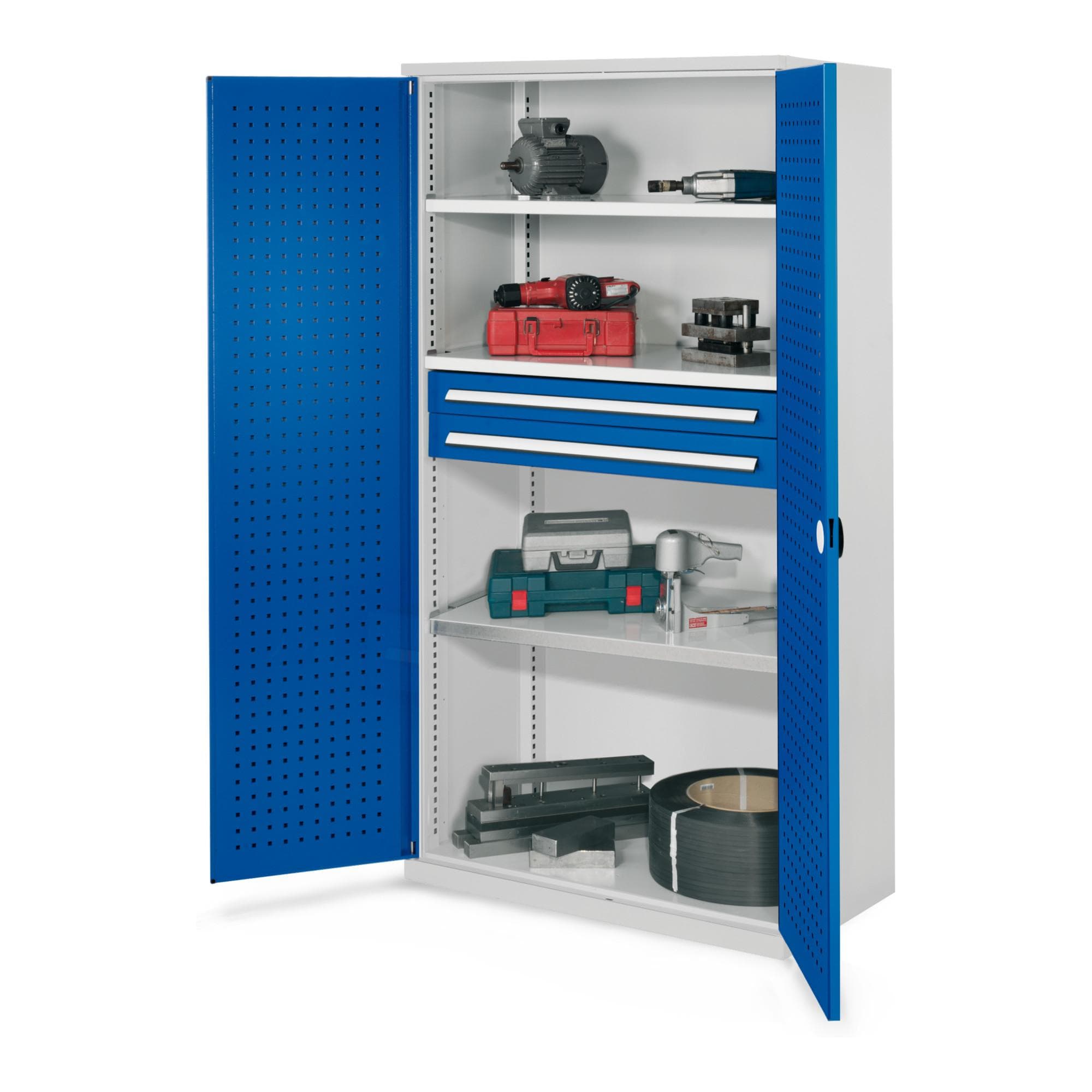 Kappes Schwerlastschrank OMT Mod. 45 RAL 7035/5010 Lochplatten