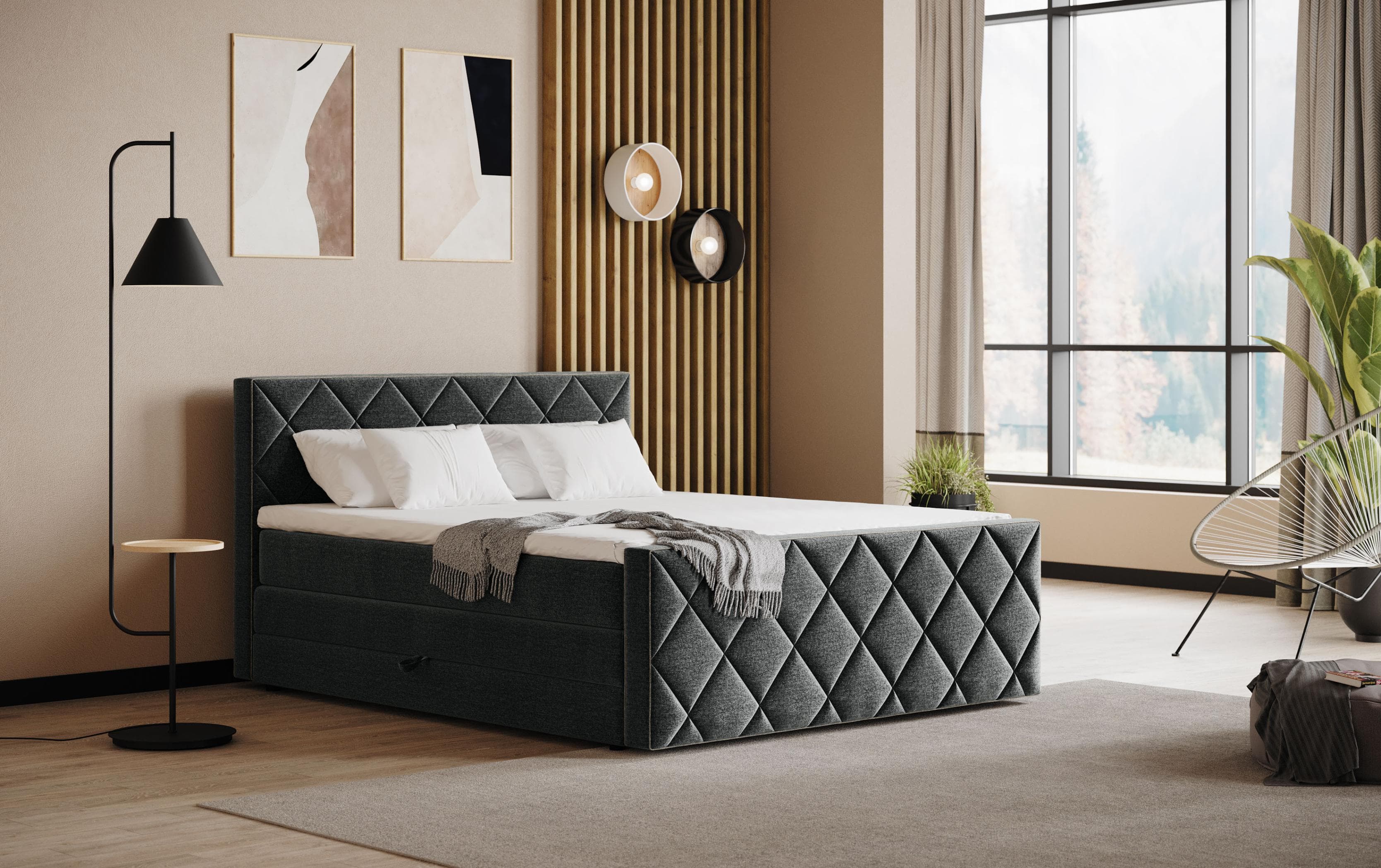 Boxspringbett COTTA Tower inkl. Bettkasten, Keder in abgesetzter Farbe, 181x228 cm