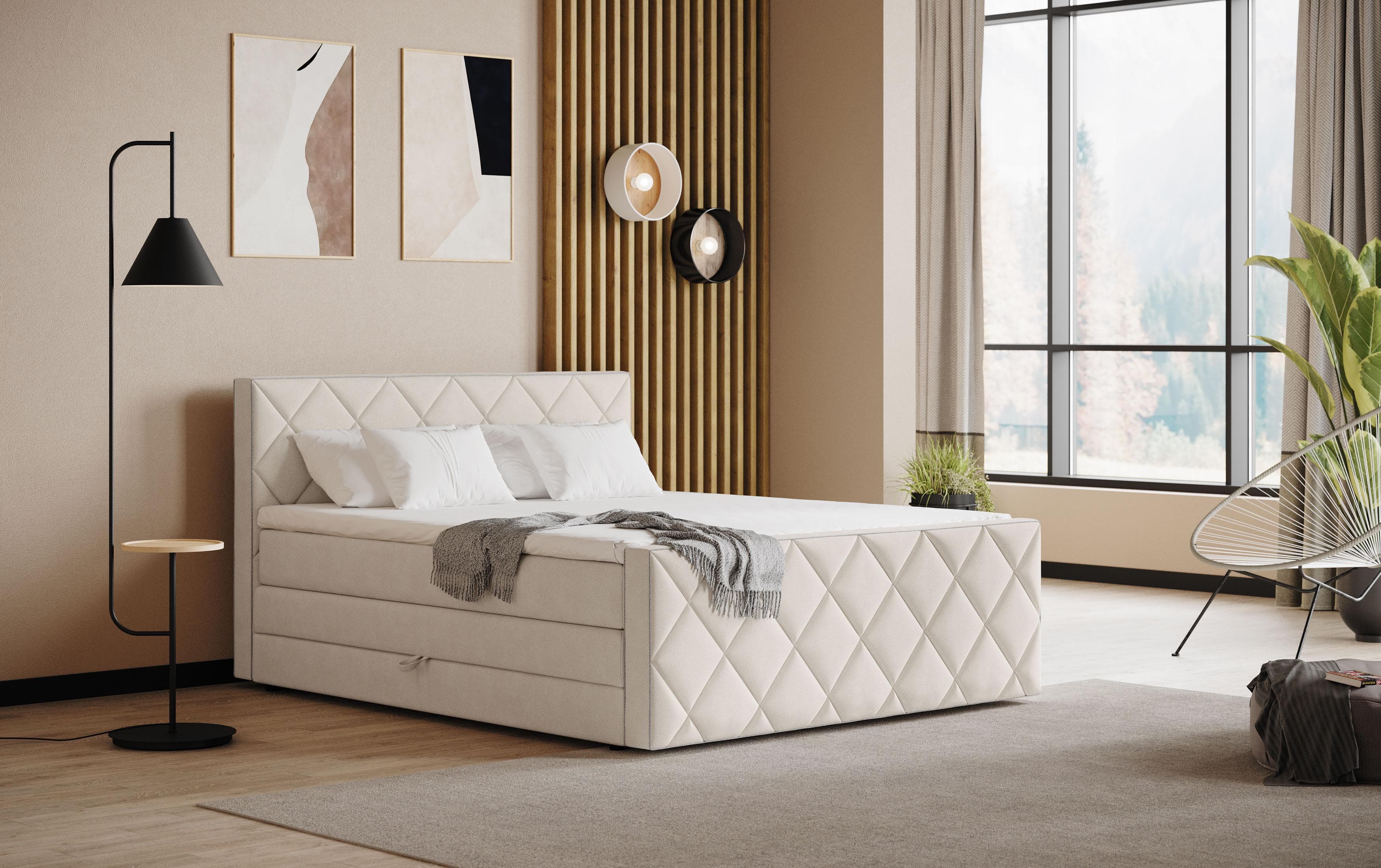 Boxspringbett COTTA Tower mit Bettkasten, beige/light grey