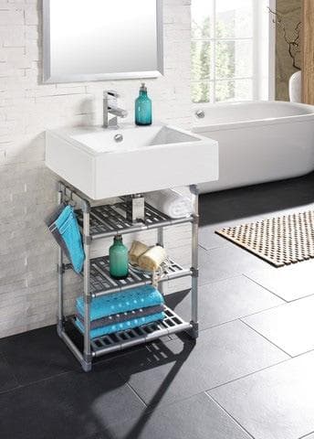 RUCO Standregal Silber Aluminium Optik 3 Böden Höhenverstellbar