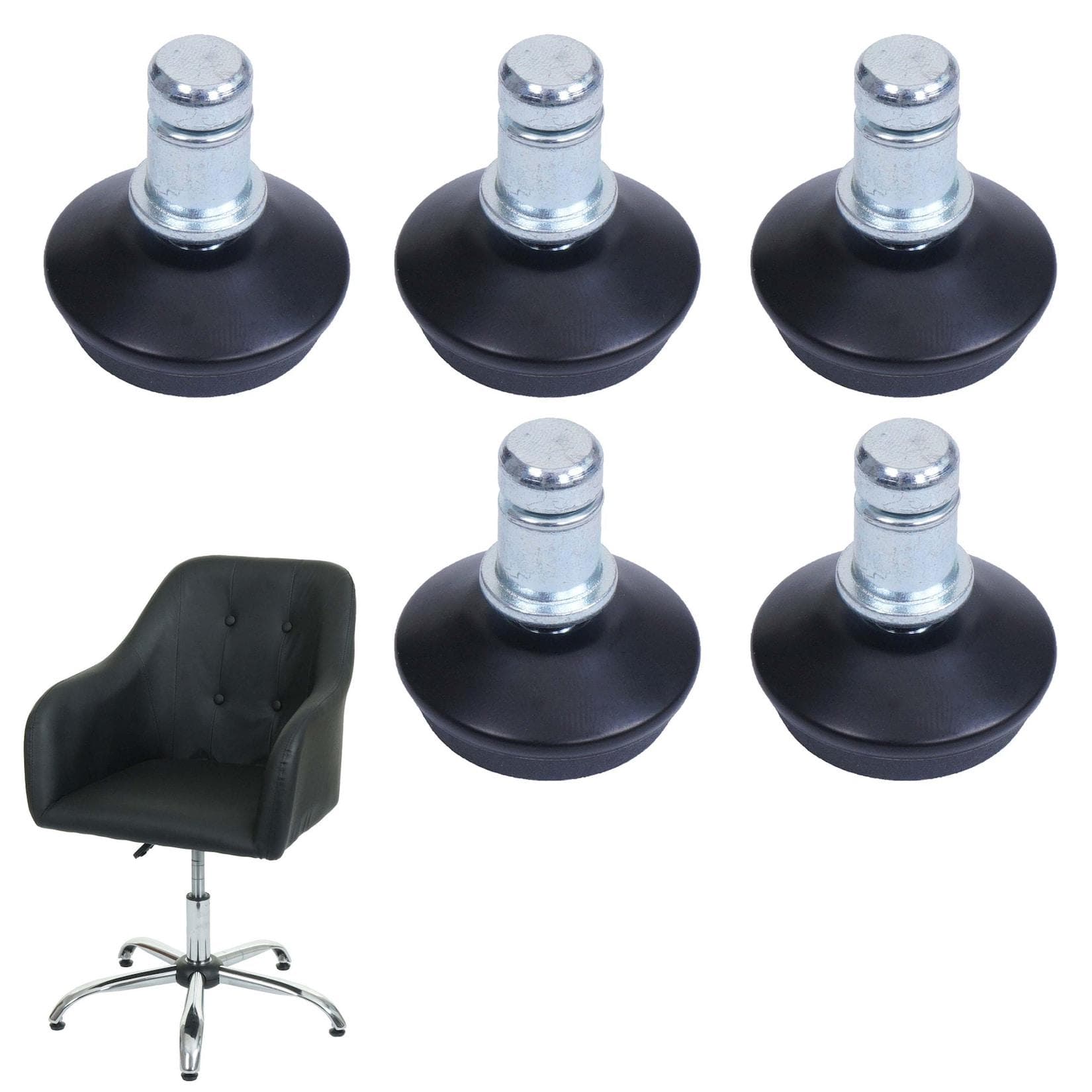 MCW 5er-Set Bodengleiter Schwarz Ø 11mm für Bürostuhl