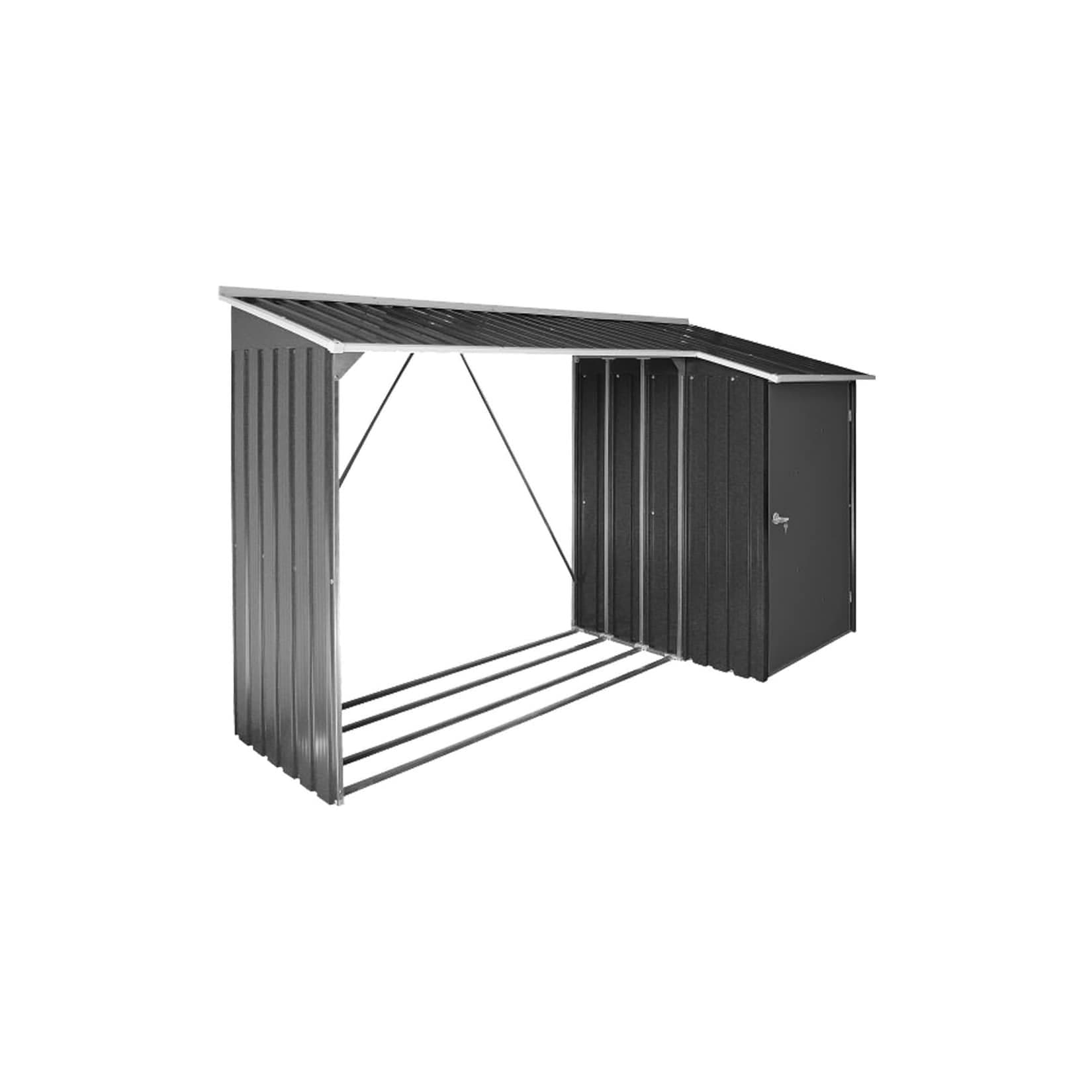 Duramax Metall Kaminholzregal mit Dach und Schuppen