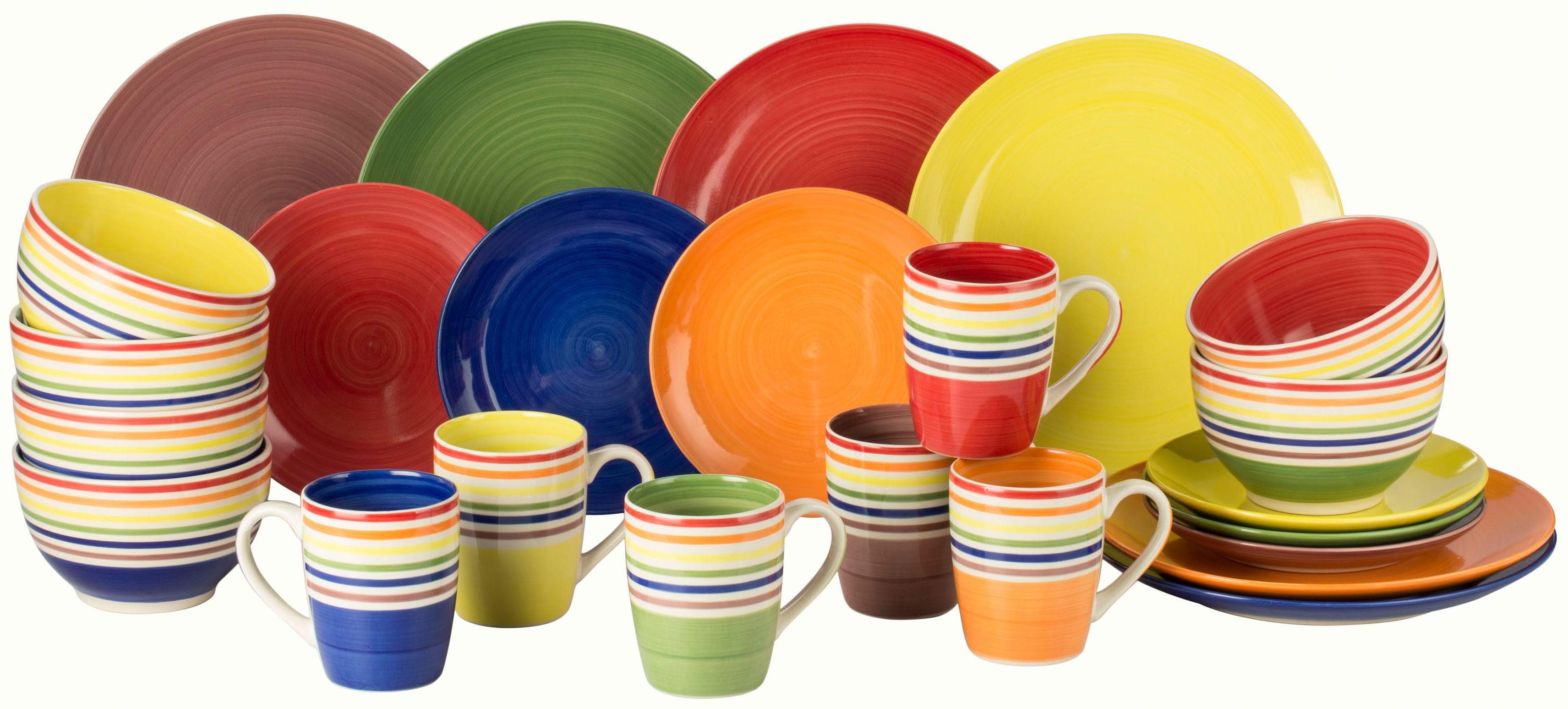 Retsch Arzberg Geschirr-Set Colour Stripes 24-tlg. Regenbogenfarben