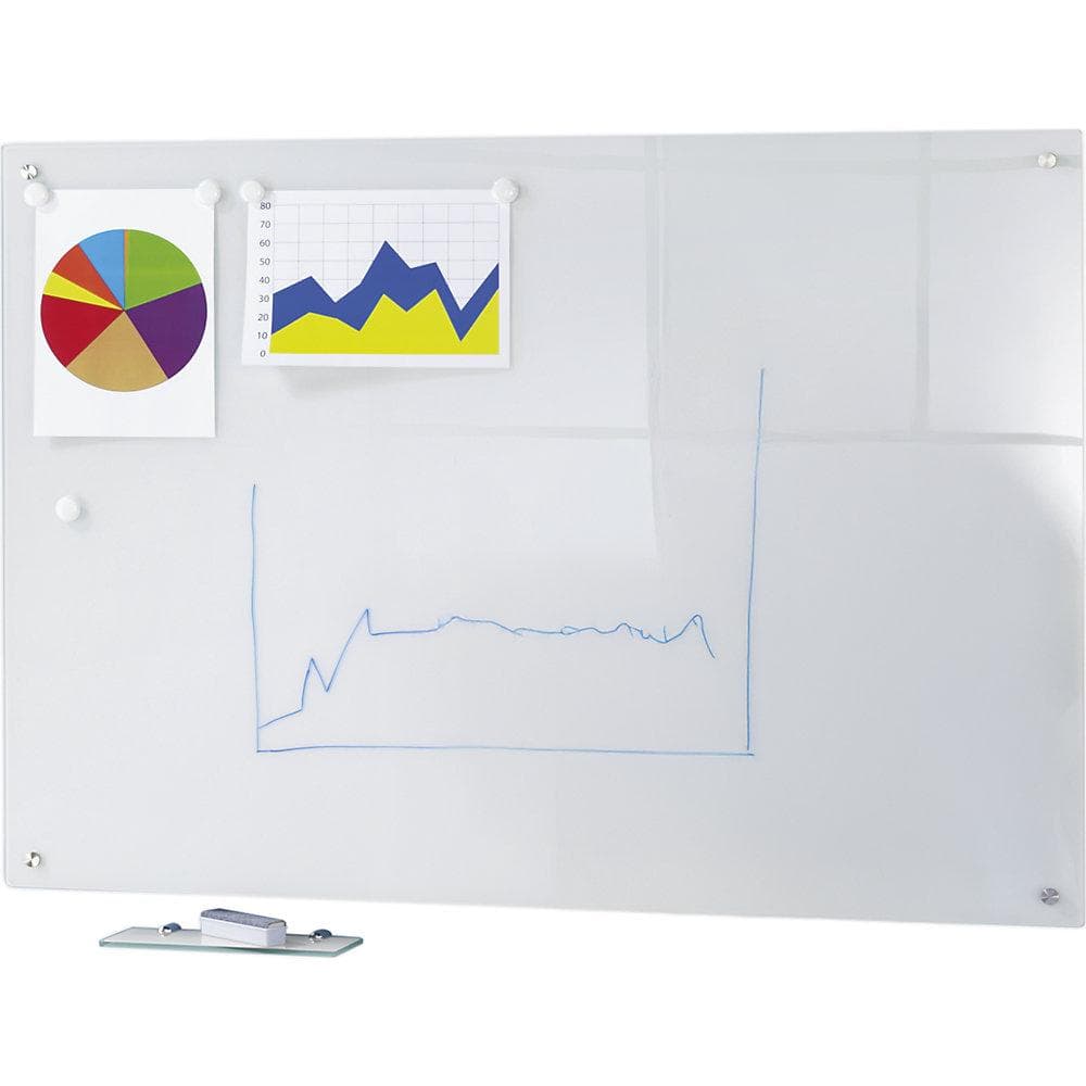 SMIT VISUAL Glas-Whiteboard Komplettset Weiß rahmenlos