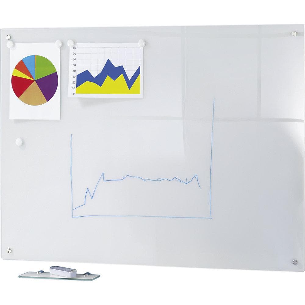 SMIT VISUAL Glas-Whiteboard Komplettset Weiß rahmenlos