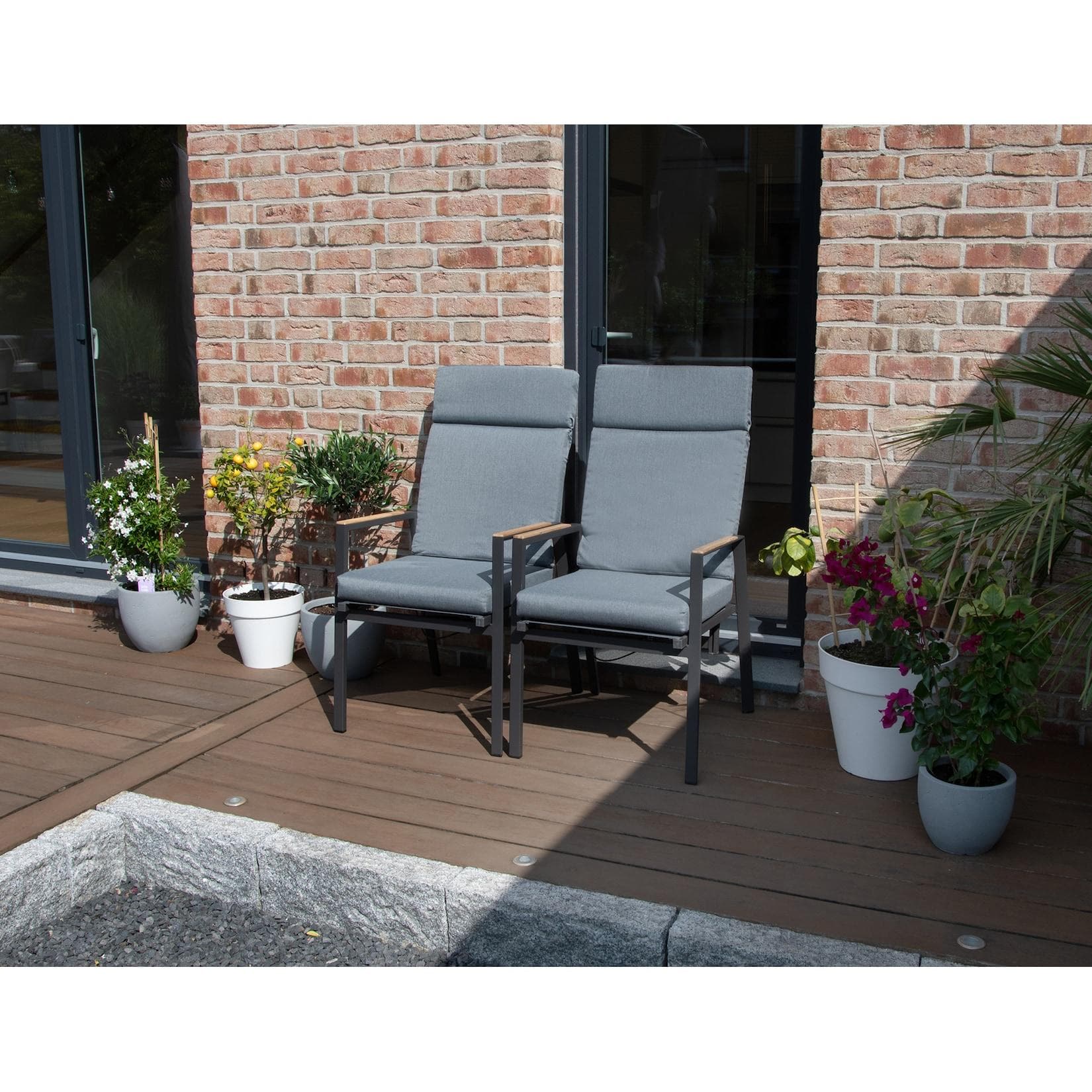 Hochlehner-Sessel aus Aluminium und Teakholz