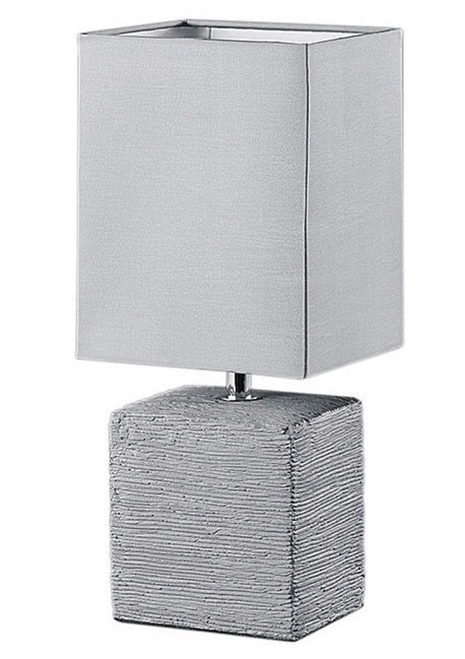 Reality Leuchten Tischleuchte Grau 2er Set Keramik Stoffschirm