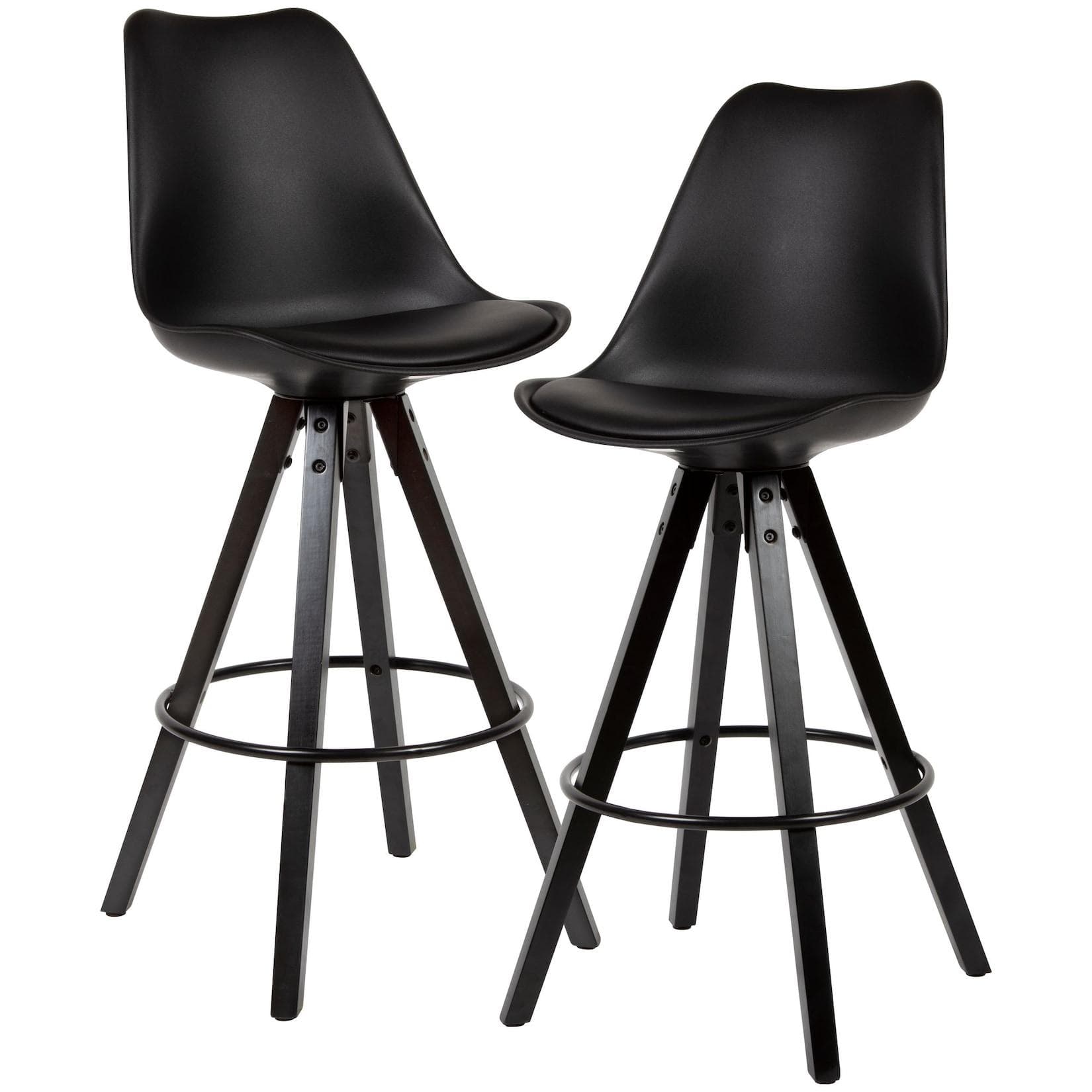 FineBuy 2er Set Barhocker Schwarz Kunstleder mit Lehne