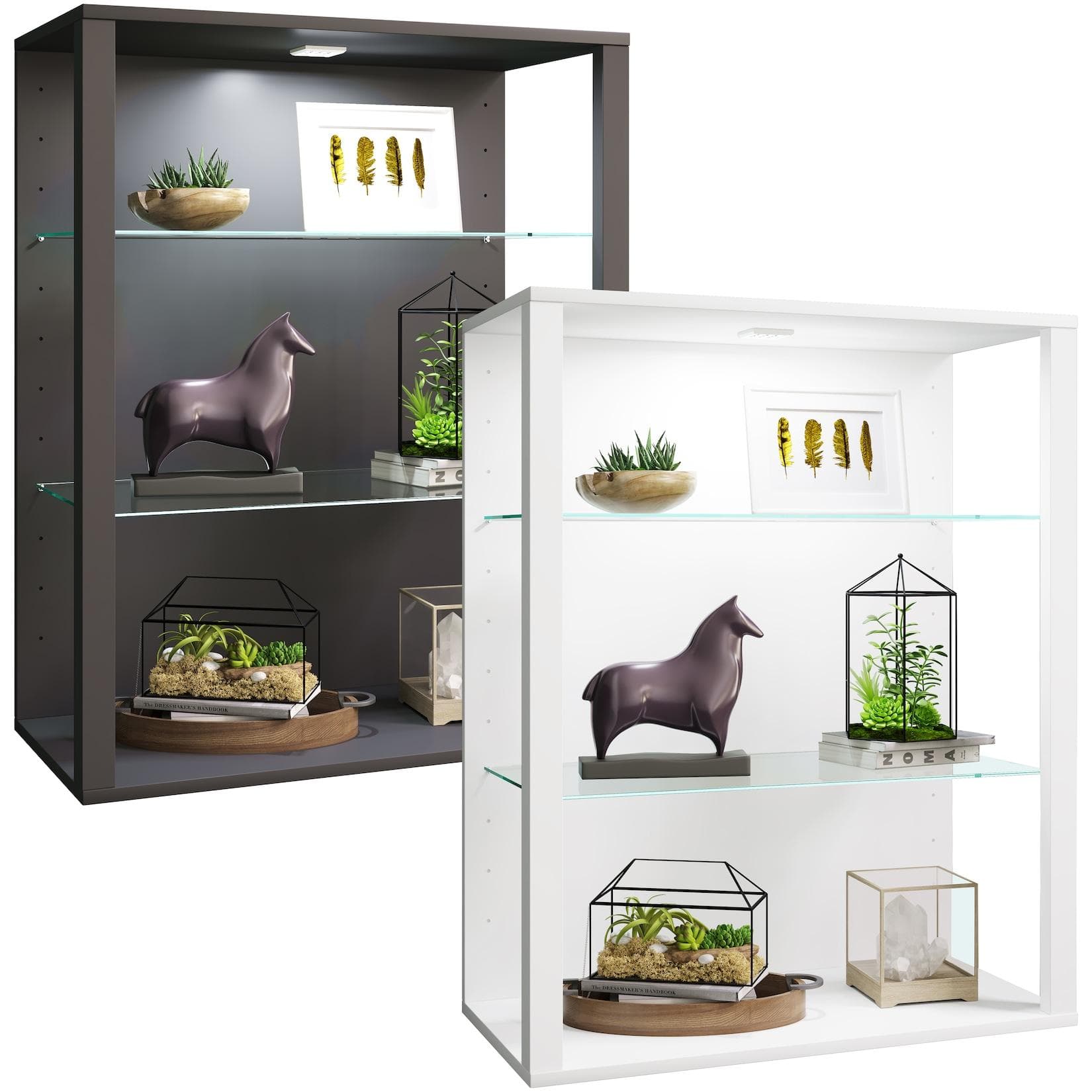 VCM Glasvitrine Hängevitrine Anthrazit Glas ESG-Sicherheitsglas