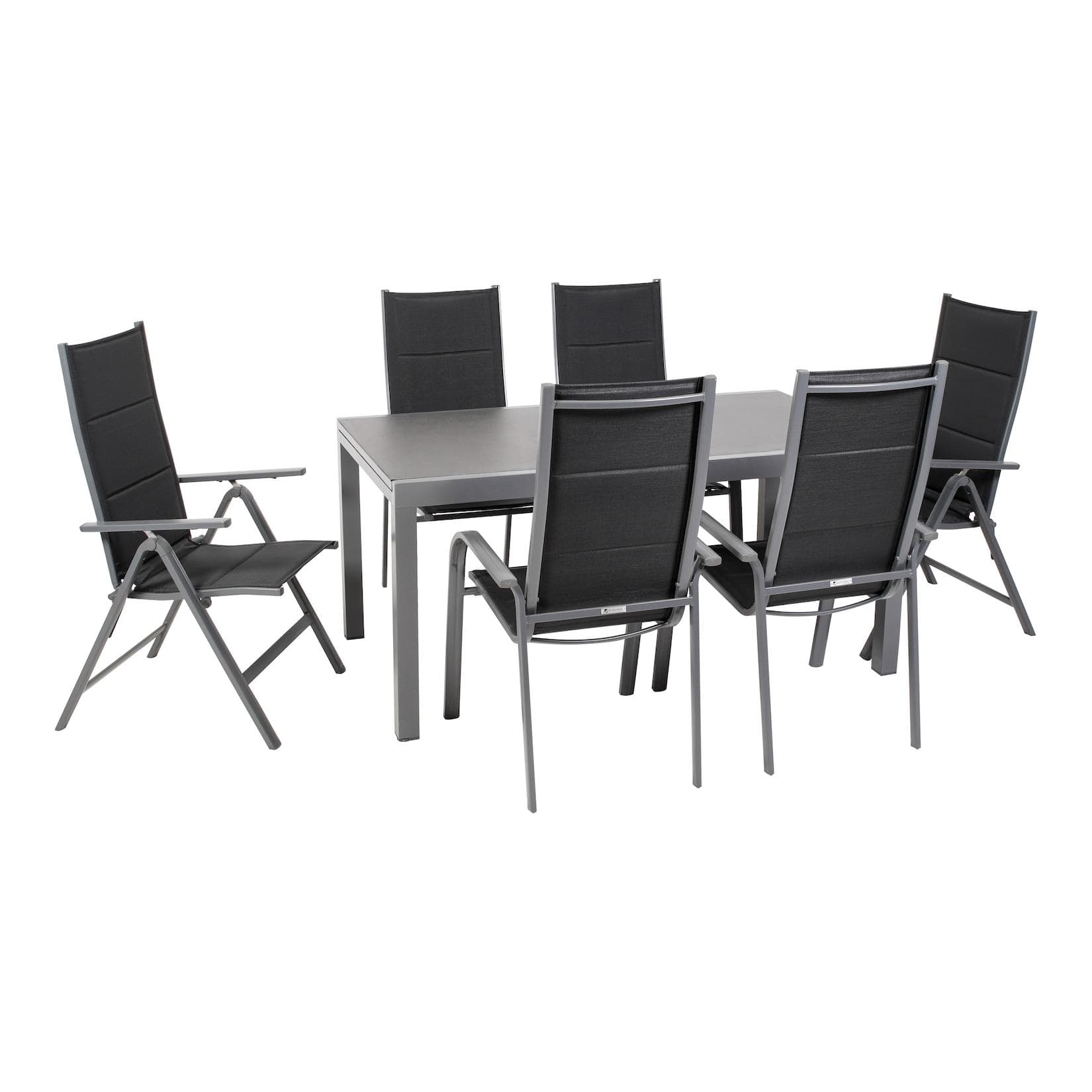 Gartenmöbel-Set Grenada 6, 7-teilig, Aluminium, Textilene, Schwarz