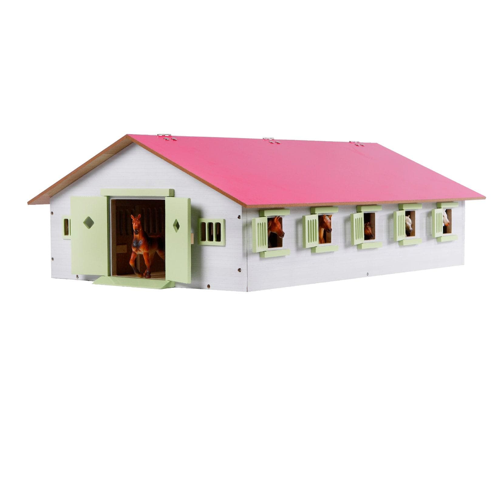 Kids Globe Reiterhof mit 9 Pferdeboxen, Holzspielzeug