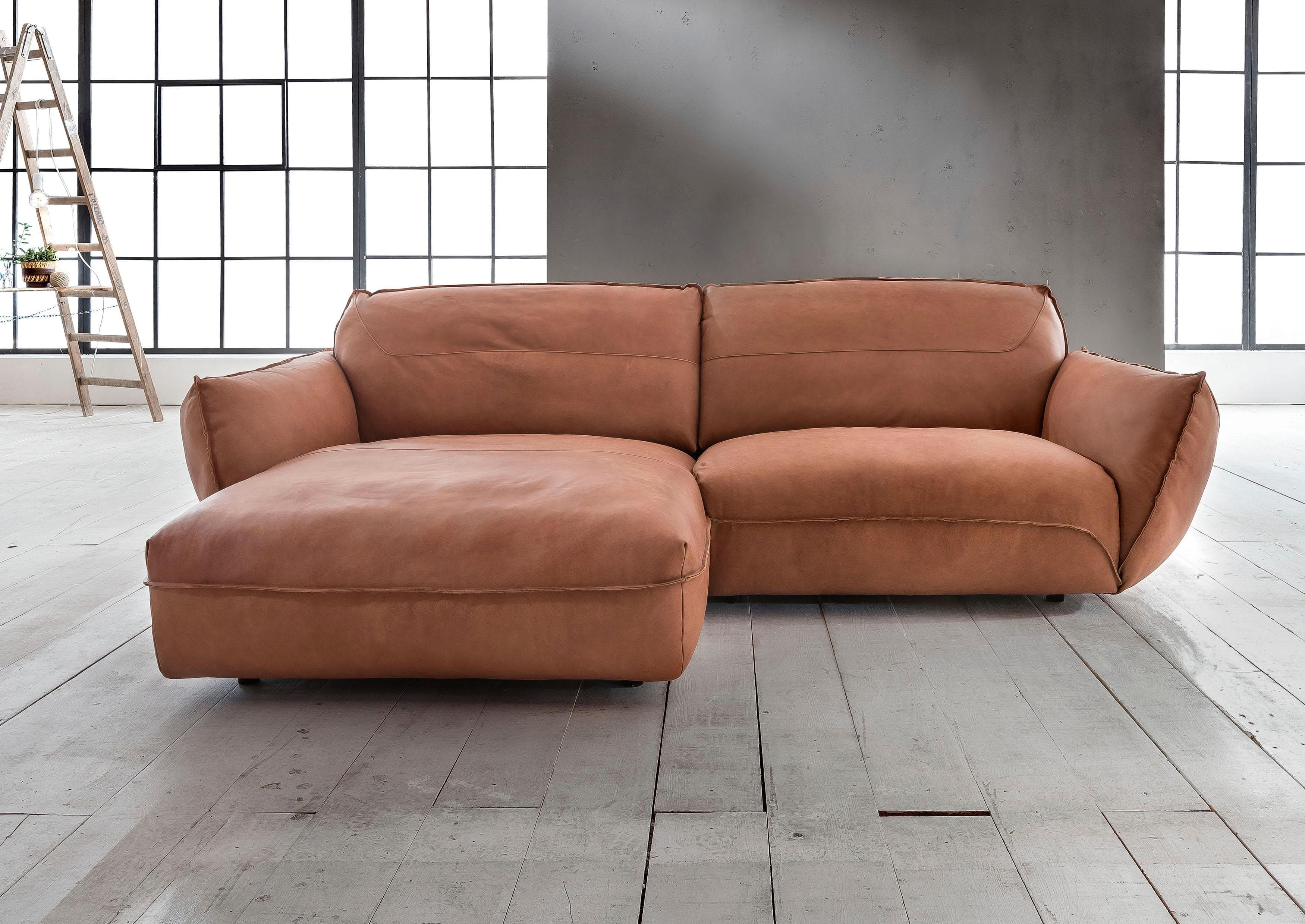 Ecksofa BETYPE Be Chilled L-Form Cognac Anilinleder