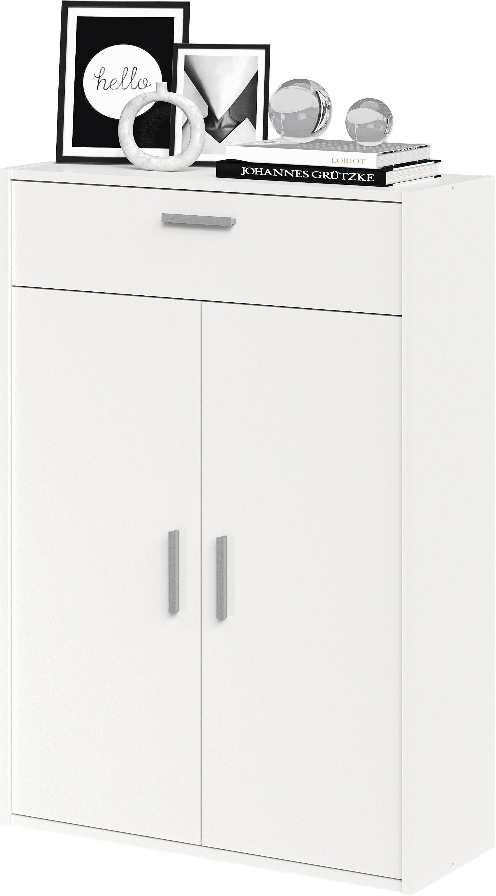 Mehrzweckschrank FMD Bitz Weiß Perl Holzwerkstoff