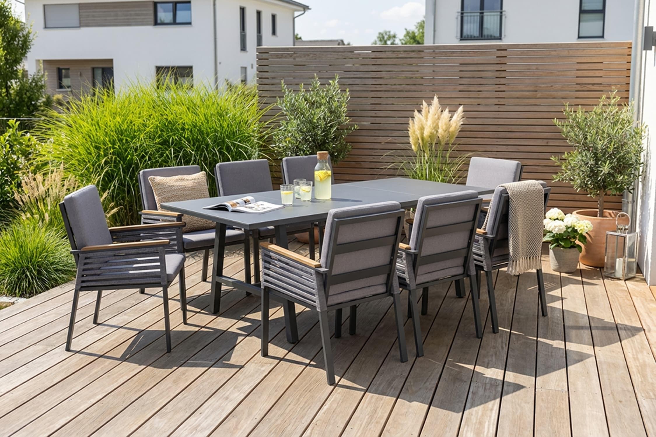 Garten-Essgruppe KONIFERA Diningset Edessa Dunkelgrau Aluminium